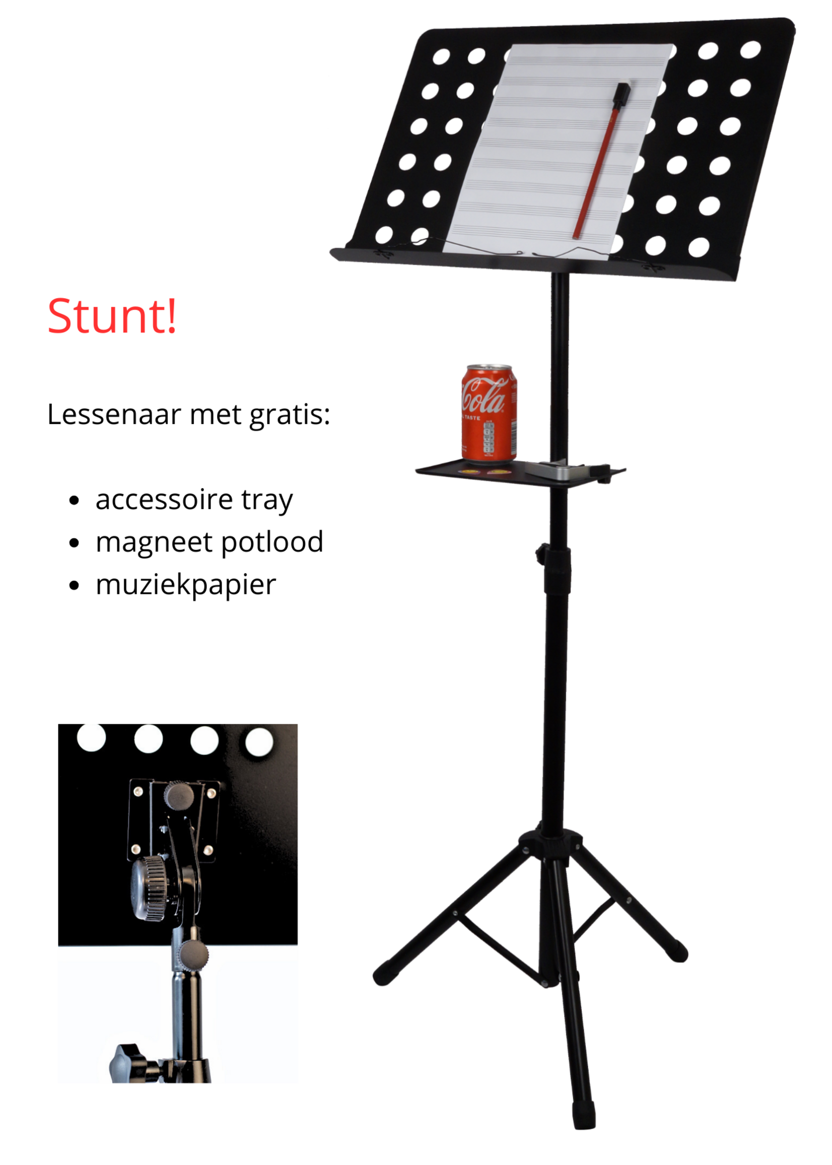 Specter Lessenaar - Bladstandaard - Geperforeerd Blad met Specter Notatie Papier en Potlood en Accessoires tray