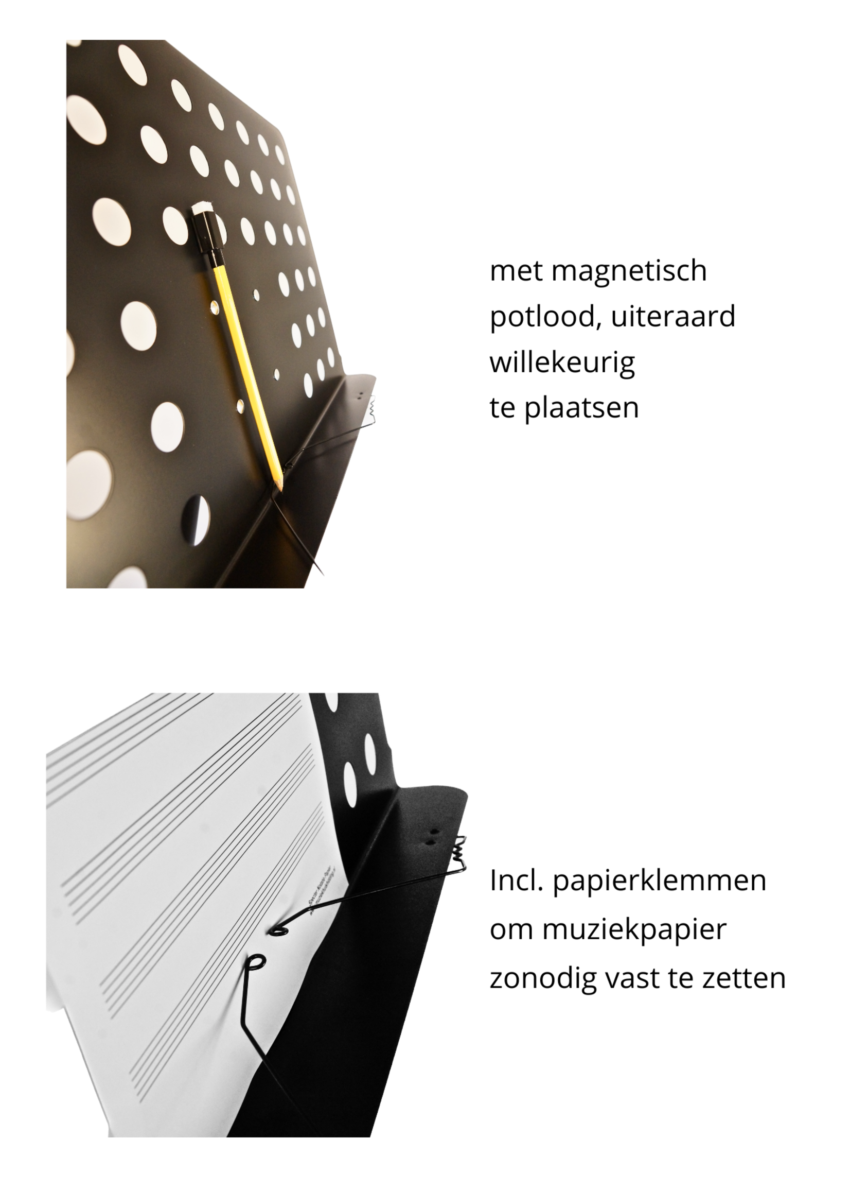 Specter Lessenaar - Bladstandaard - Geperforeerd Blad met Specter Notatie Papier en Potlood en Accessoires tray