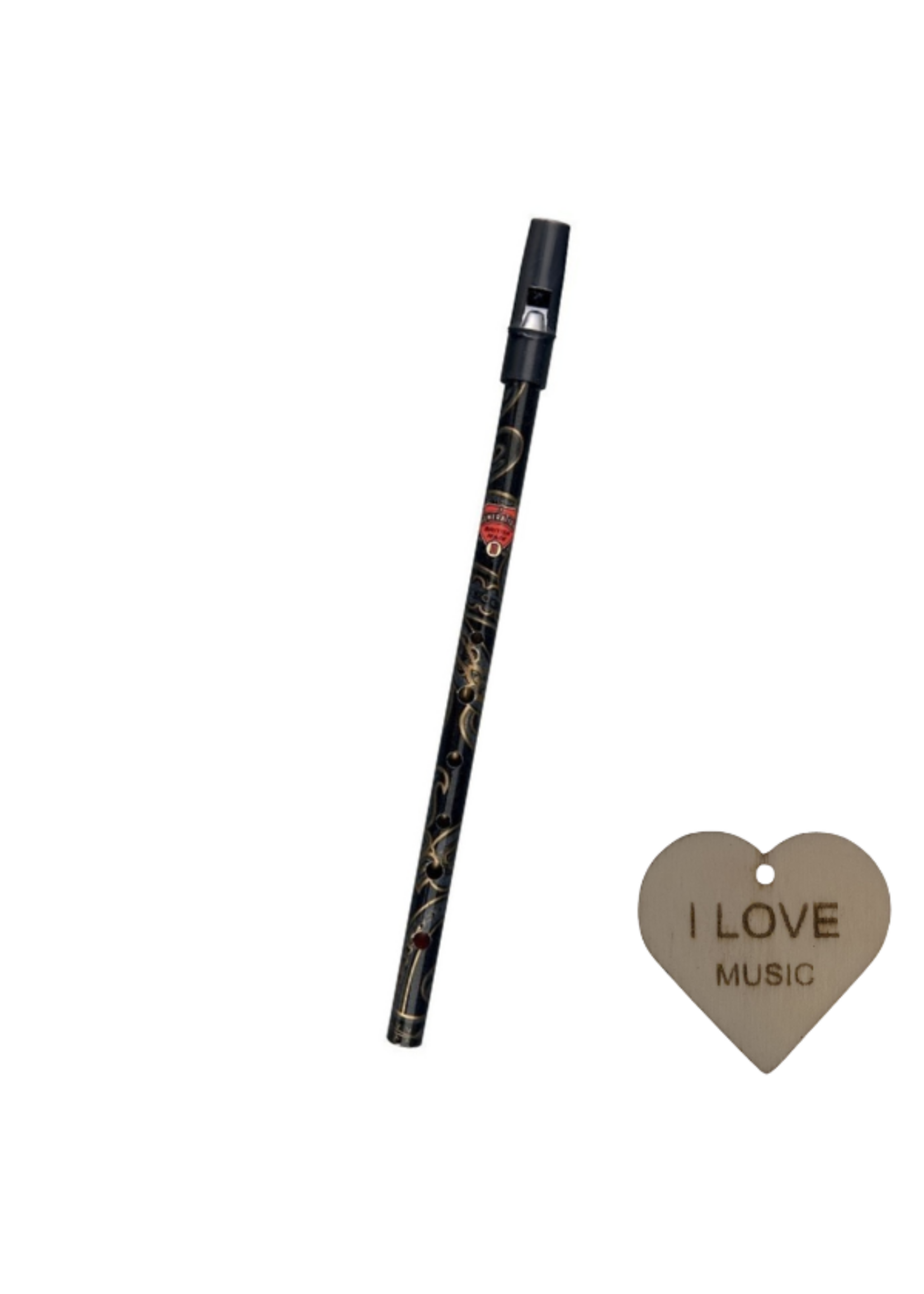 Generation flageolet | D stemming, messing |Fluit| fluiten |blaasinstrument | tin whistles | Met Specter Sleutelhanger