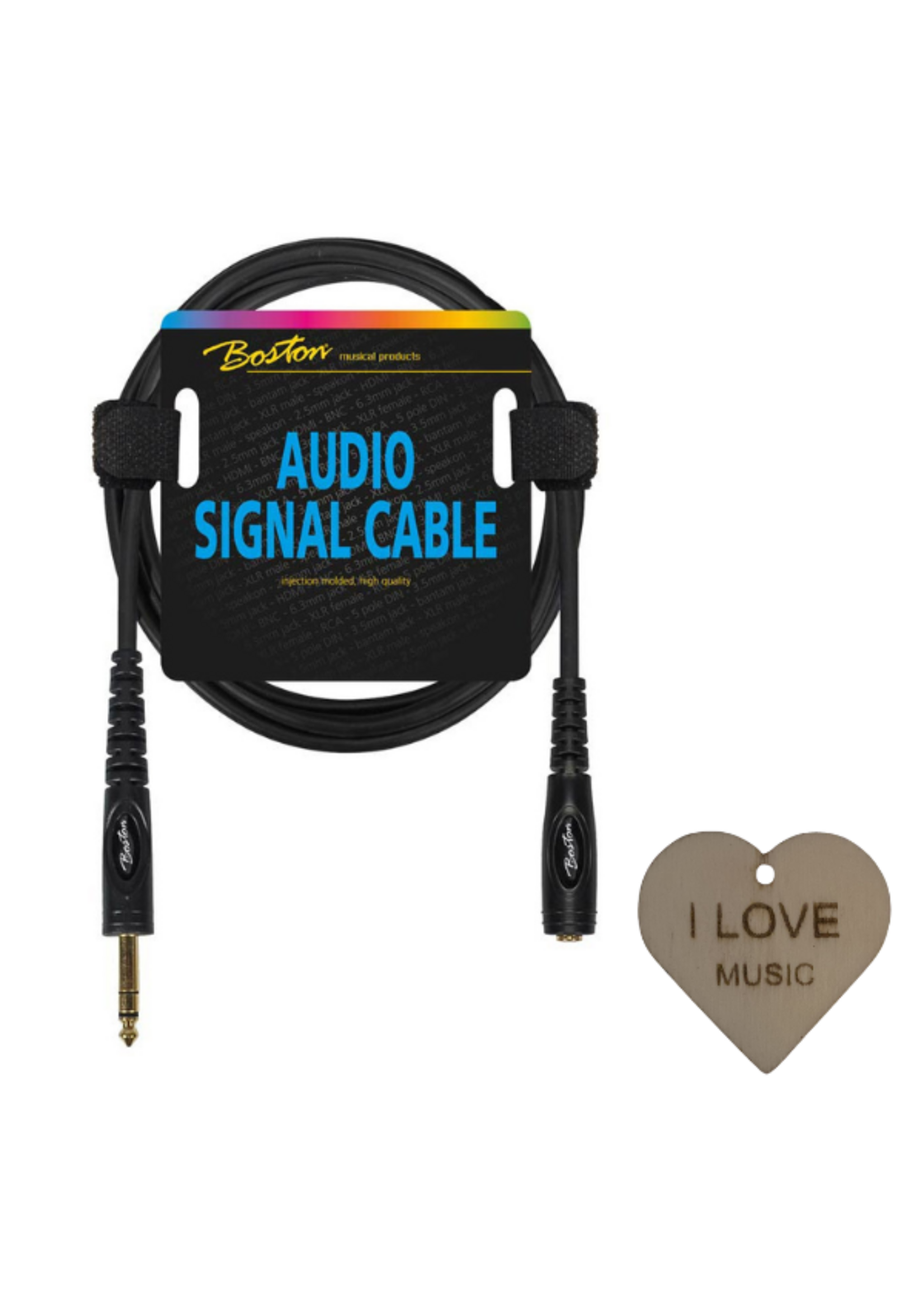 Boston  AC-242-150 |Boston audio signaalkabel | Male Jack to Female Jack | Met Specter Sleutelhanger