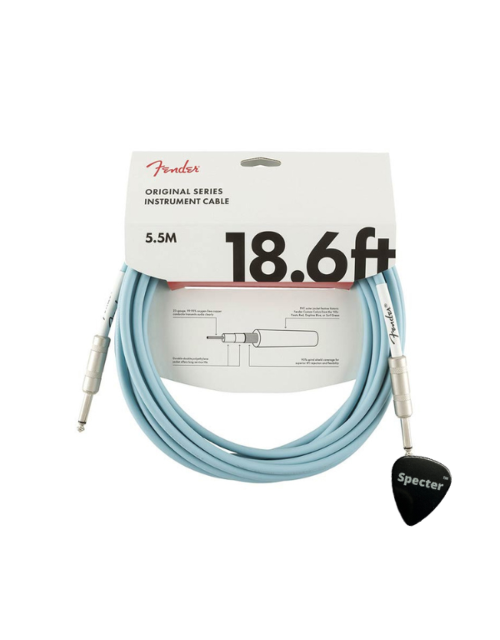 Fender Fender Original Series instrument cable | Gitaarkabel | 5.5 M | Met Specter Plectrum
