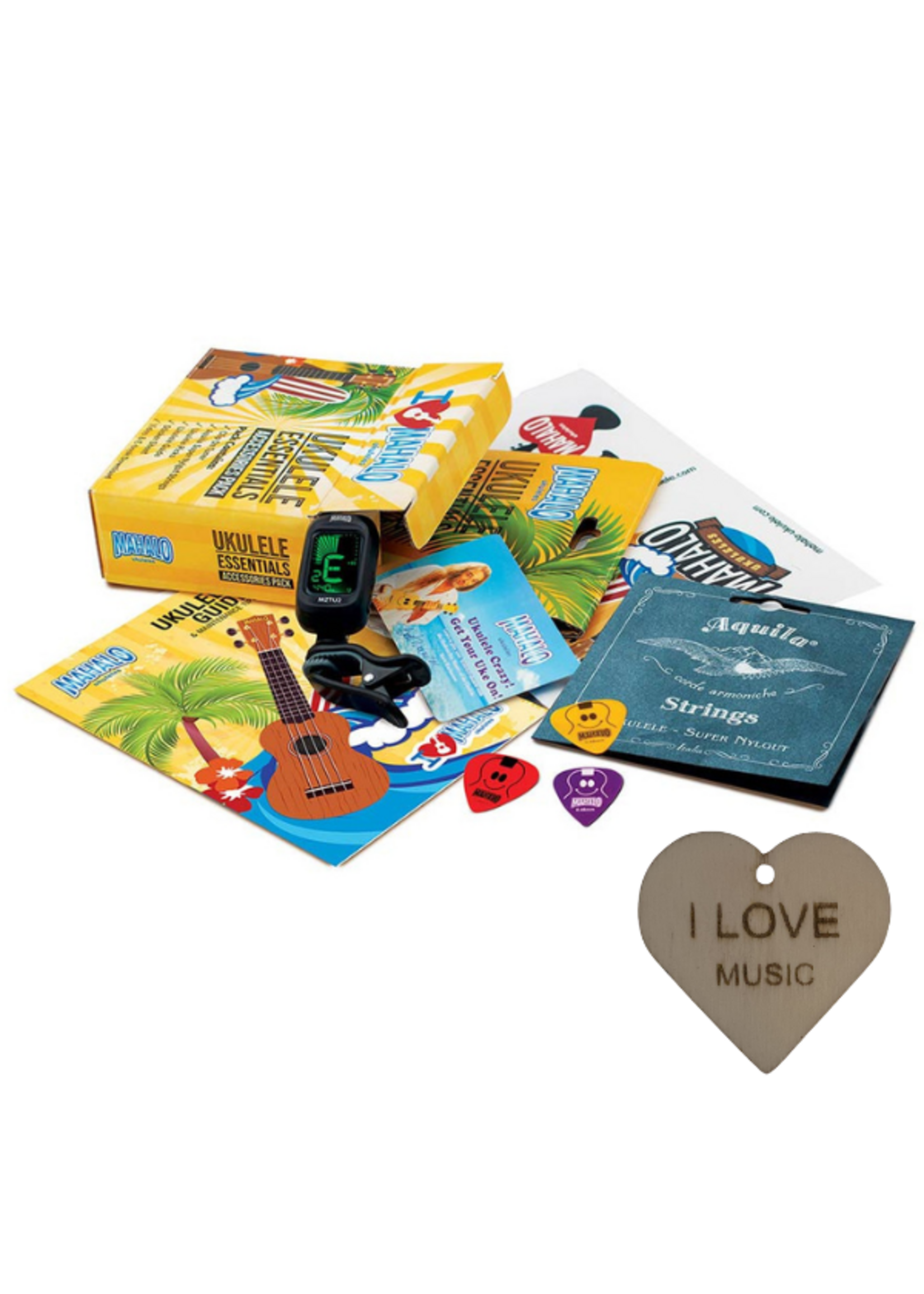Mahalo Mahalo sopraan ukelele accessoire pakket incl stemapparaat, snaren, plectrums en meer - Met Specter Sleutelhanger