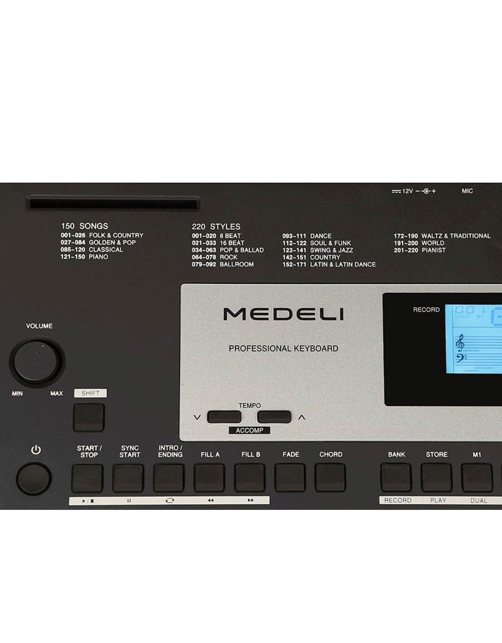 Medeli M331 |Medeli Millenium Series keyboard,  61 aanslaggevoelige toetsen, 2 x 3 watt