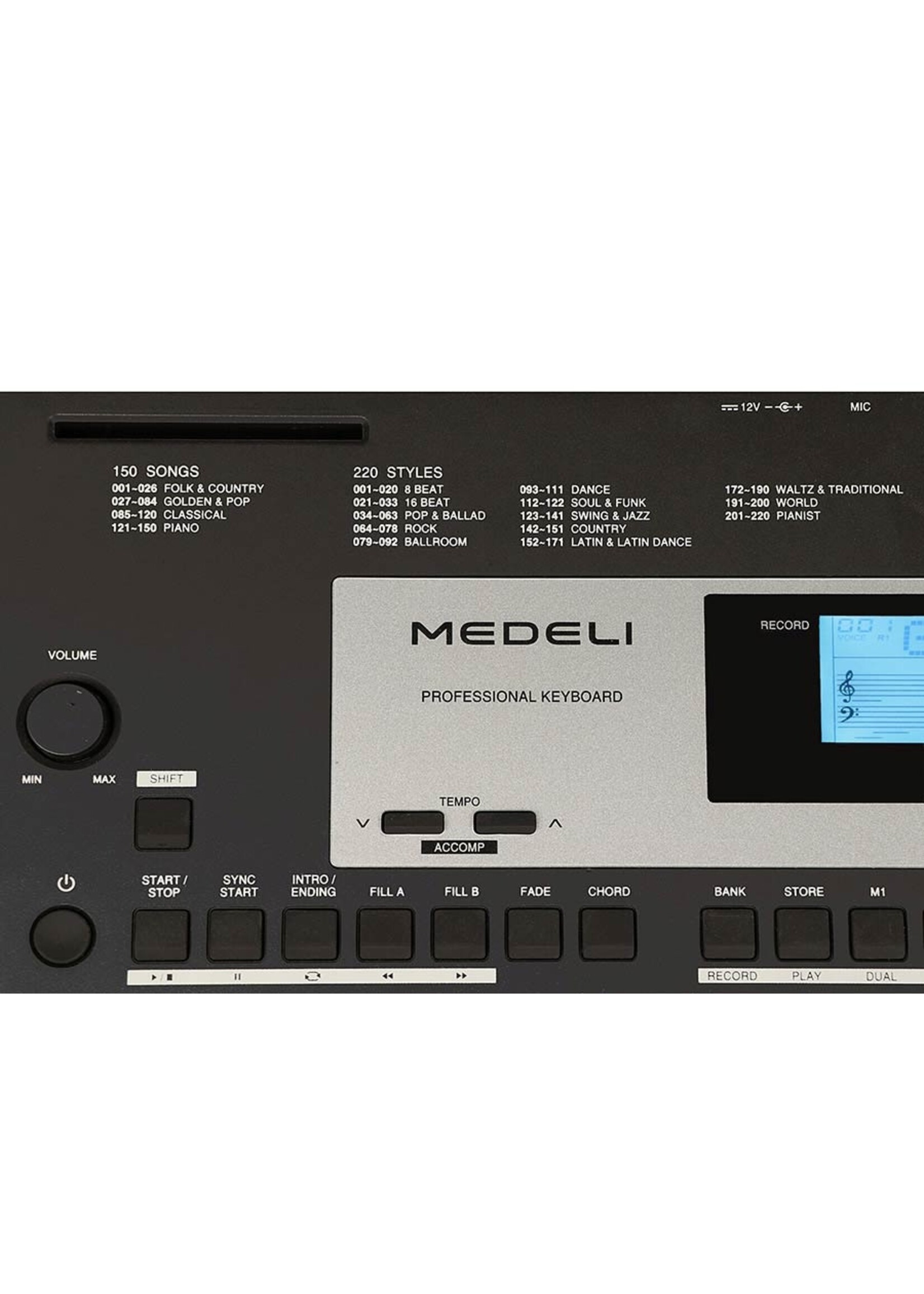 Medeli M331 |Medeli Millenium Series keyboard,  61 aanslaggevoelige toetsen, 2 x 3 watt