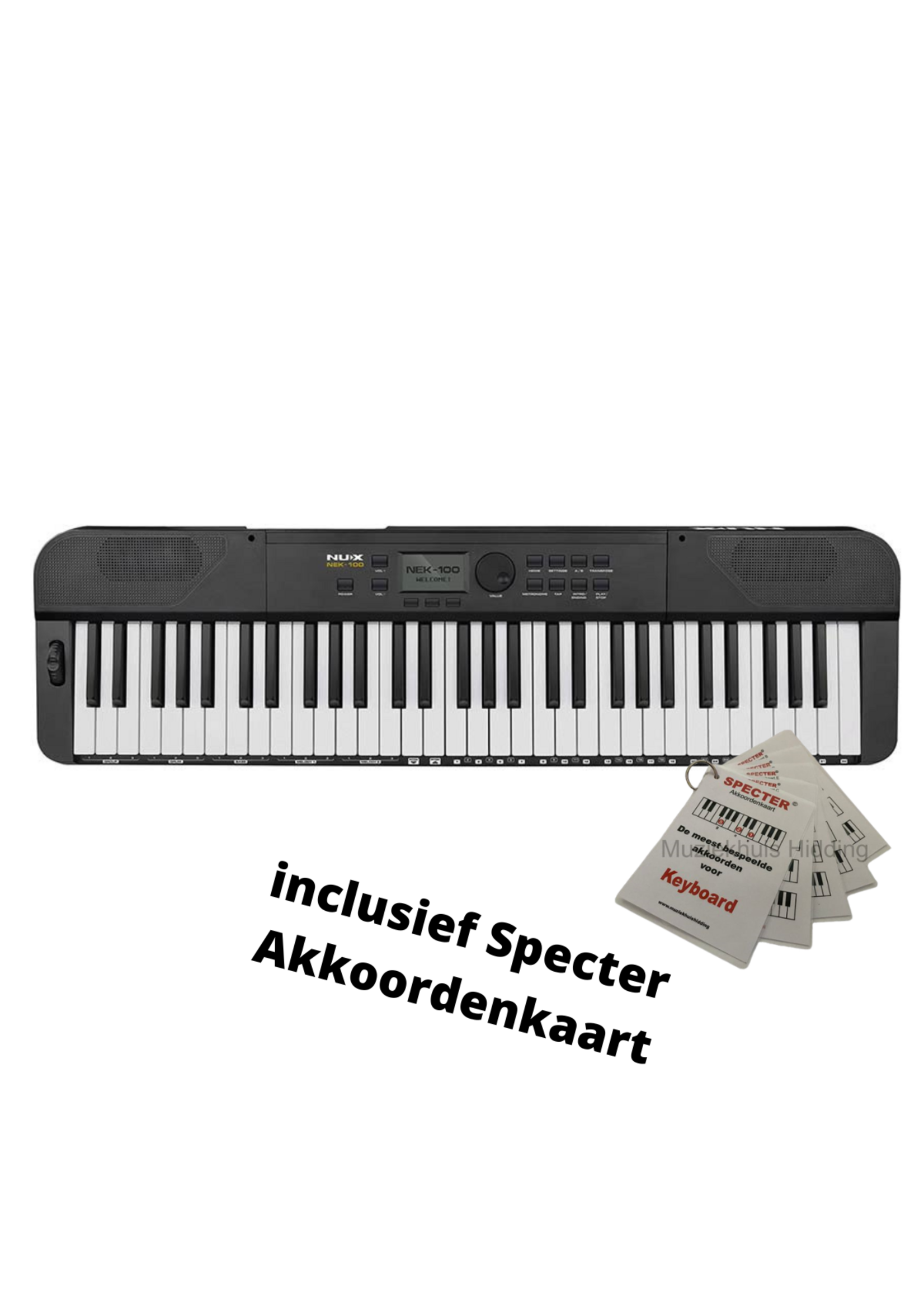 NUX NUX NEK-100 Keyboard met 61 Toetsen, Oplaadbare Batterij en Specter Akkoordenkaart