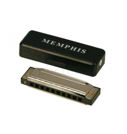 memphis Memphis Blues 10-gaats Mondharmonica in Toonsoort C met Specter Polijst Doekje