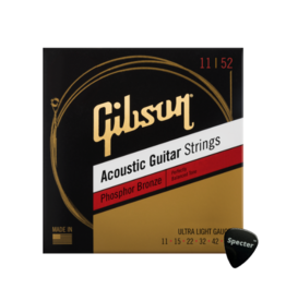 Gibson Gibson Phosphor Bronze Gitaarsnaren voor Akoestische Gitaar Ultra Light 11-52 + Specter Plectrum – Topkwaliteit!