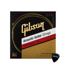 Gibson Gibson 80/20 Bronze Gitaarsnaren voor Akoestische Gitaar Extra Light 11-52 + Specter Plectrum – Hoogwaardige Klank en Duurzaamheid