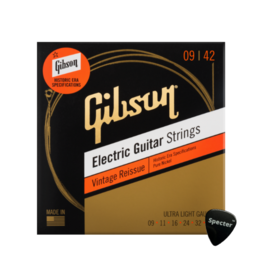 Gibson Gibson Nikkel Historic Era Vintage Reissue Gitaarsnaren Elektrische Gitaar 09-42 + Specter Plectrum – Legendarische Klank en Topkwaliteit