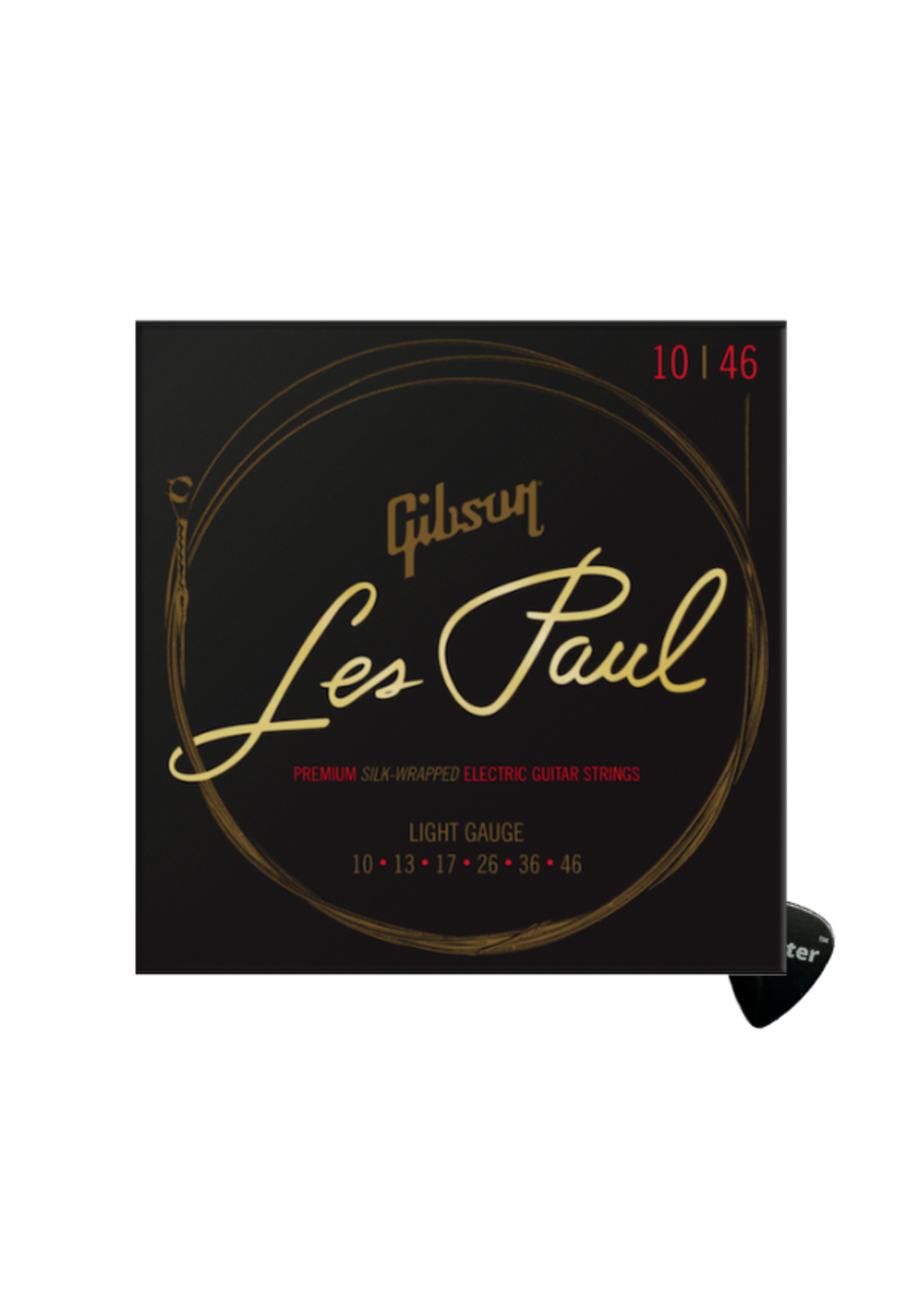 Gibson Gibson Les Paul Gitaarsnaren Elektrische Gitaar Premium Silk Wrapped Ultra Light (10-46) + Specter Plectrum – Topkwaliteit en Duurzaamheid
