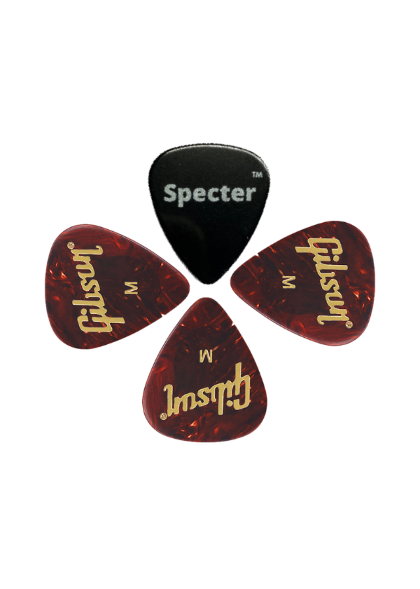 Gibson Gibson Plectrum Set voor Gitaar - Medium 3 Stuks (0.73mm) + Specter Plectrum - Hoge Kwaliteit voor Gitaarspelers