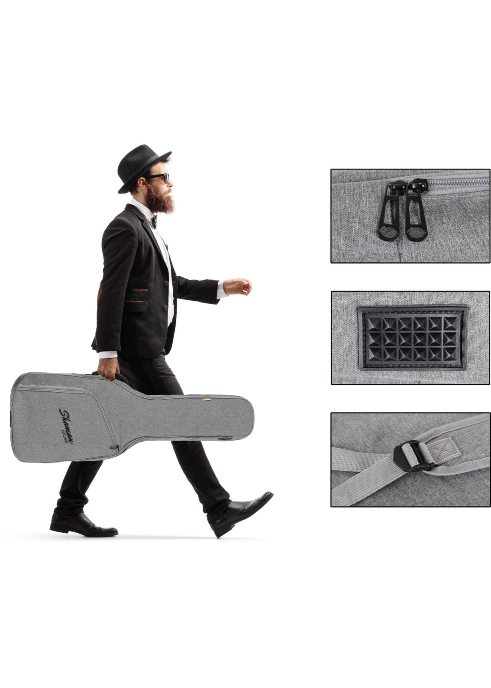 Shaman Shaman Premium - Line Akoestische Gitaartas – Grijs, Robuust & Comfortabel  Specter Plectrum
