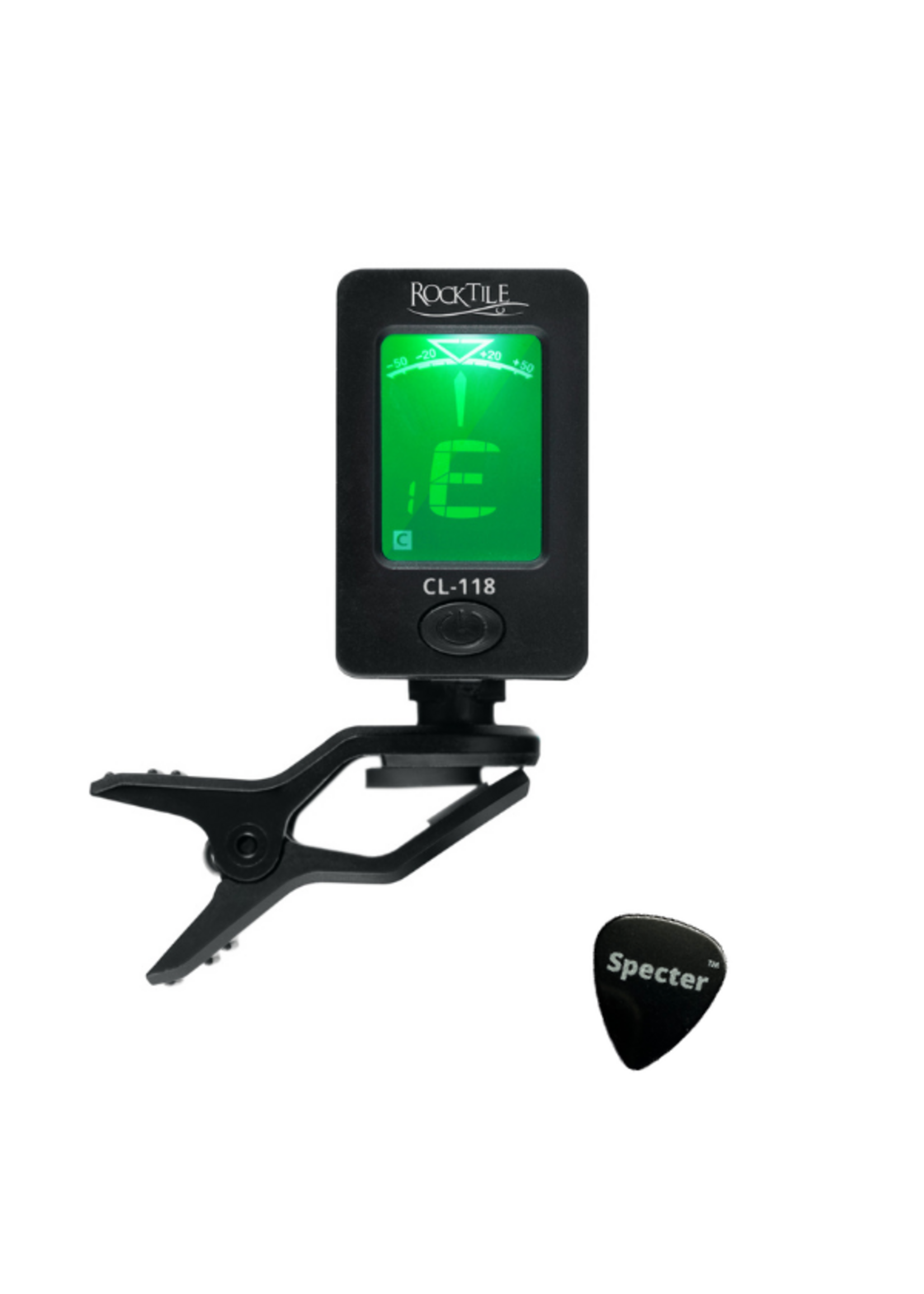 Rocktile Rocktile CL-118 Chromatisch Clip Stemapparaat – Voor Gitaar, Bas, Ukulele & Viool +  Specter Plectrum