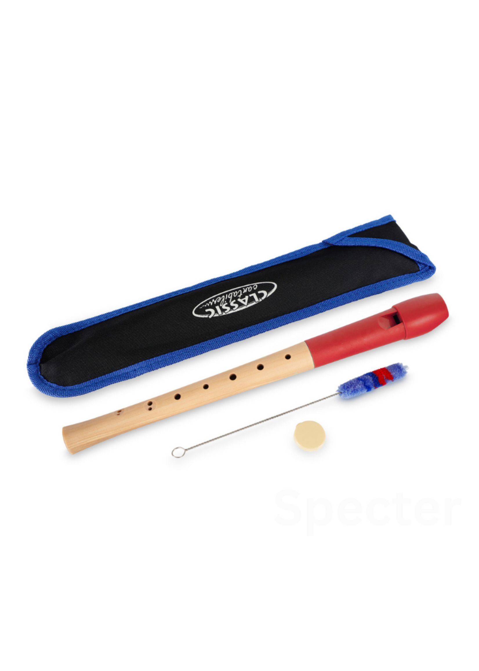 Classic Cantible Classic Cantabile Pivella Blokfluit Rood – C-Sopraan met Barok Vingerzetting + Specter Schoonmaakborstel