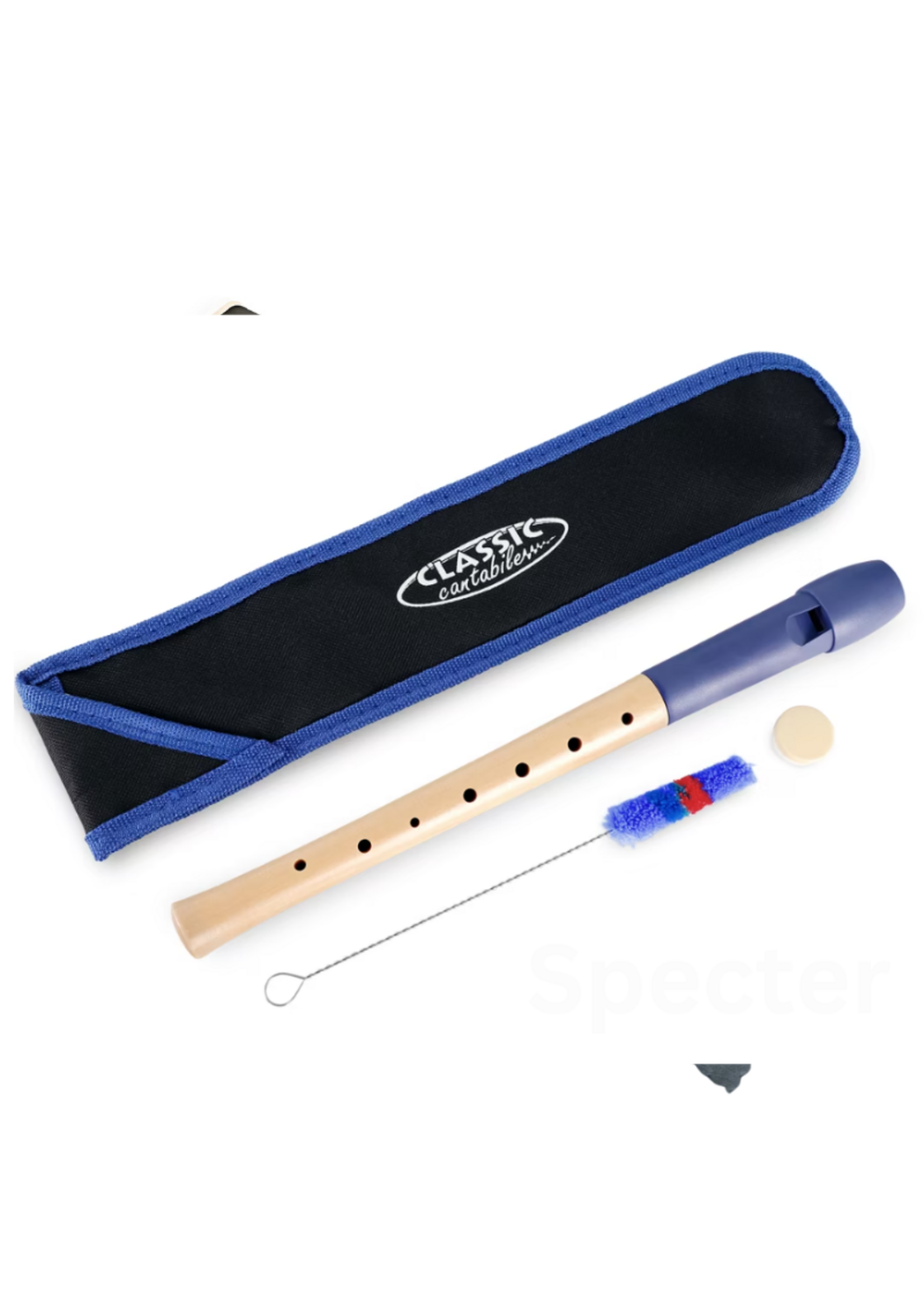 Classic Cantible Classic Cantabile Pivella Blokfluit Blauw – C-Sopraan met Duitse Vingerzetting + Specter Schoonmaakborstel