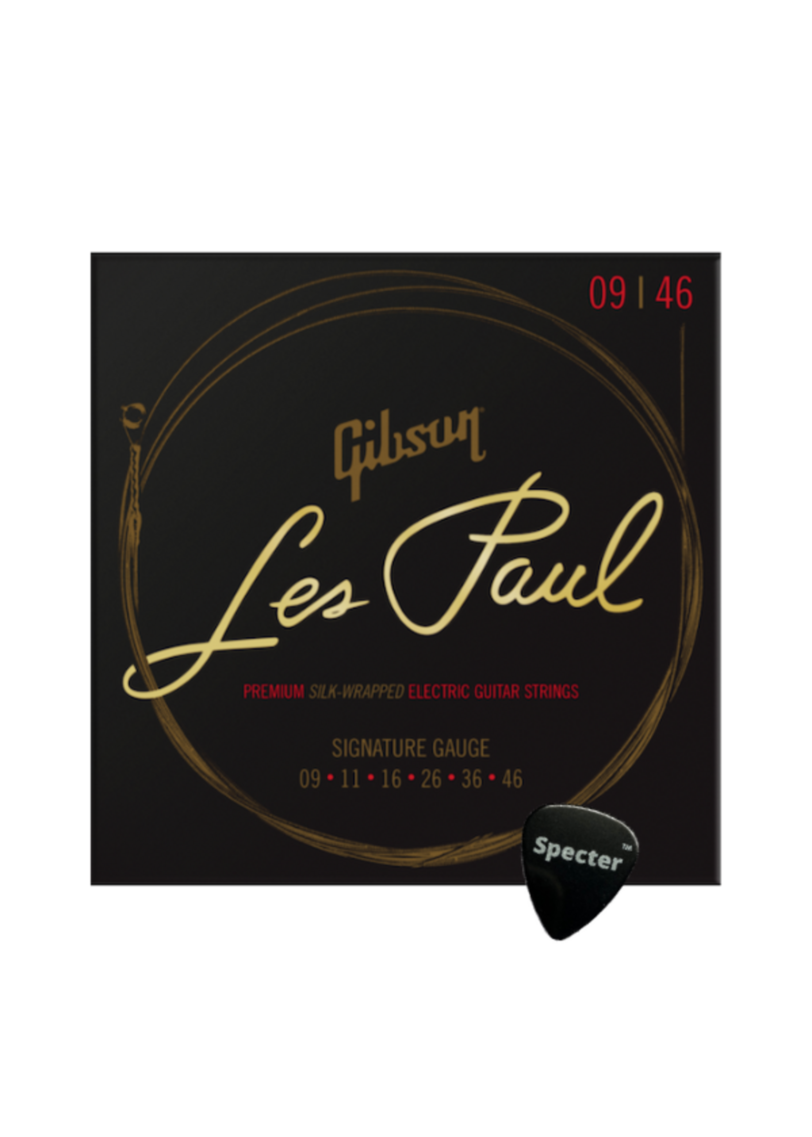 Gibson Gibson Elektrische Gitaar Snaren – Maat 09-46 – Light Top/Heavy Bottom – Inclusief Specter Plectrum