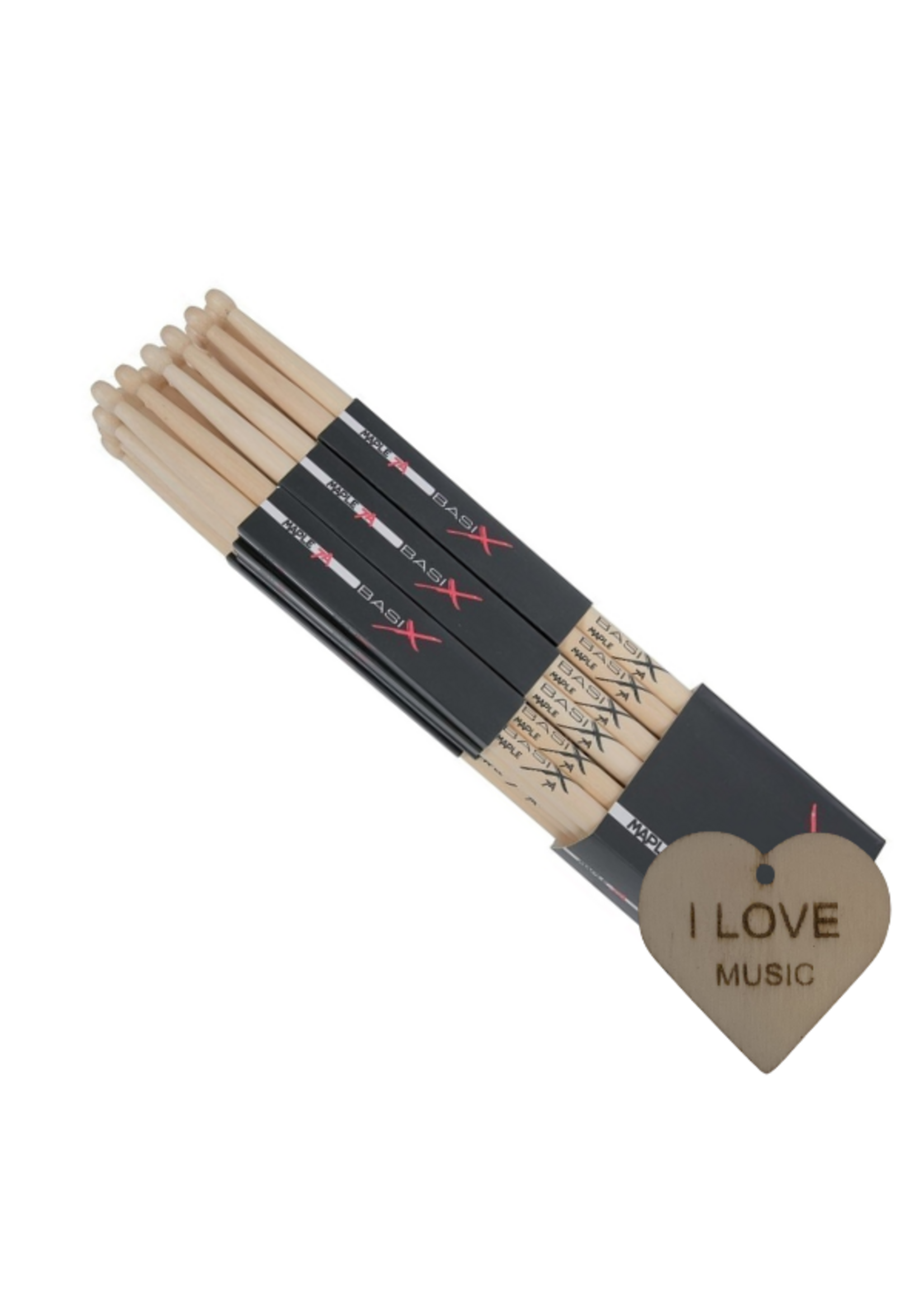 gewa Gewa Pure 7A Drumstokken – 12 Paar Houten Drumsticks met Specter Drum Sleutelhanger | Lichtgewicht & Veelzijdig | Voor Beginners & Gevorderden