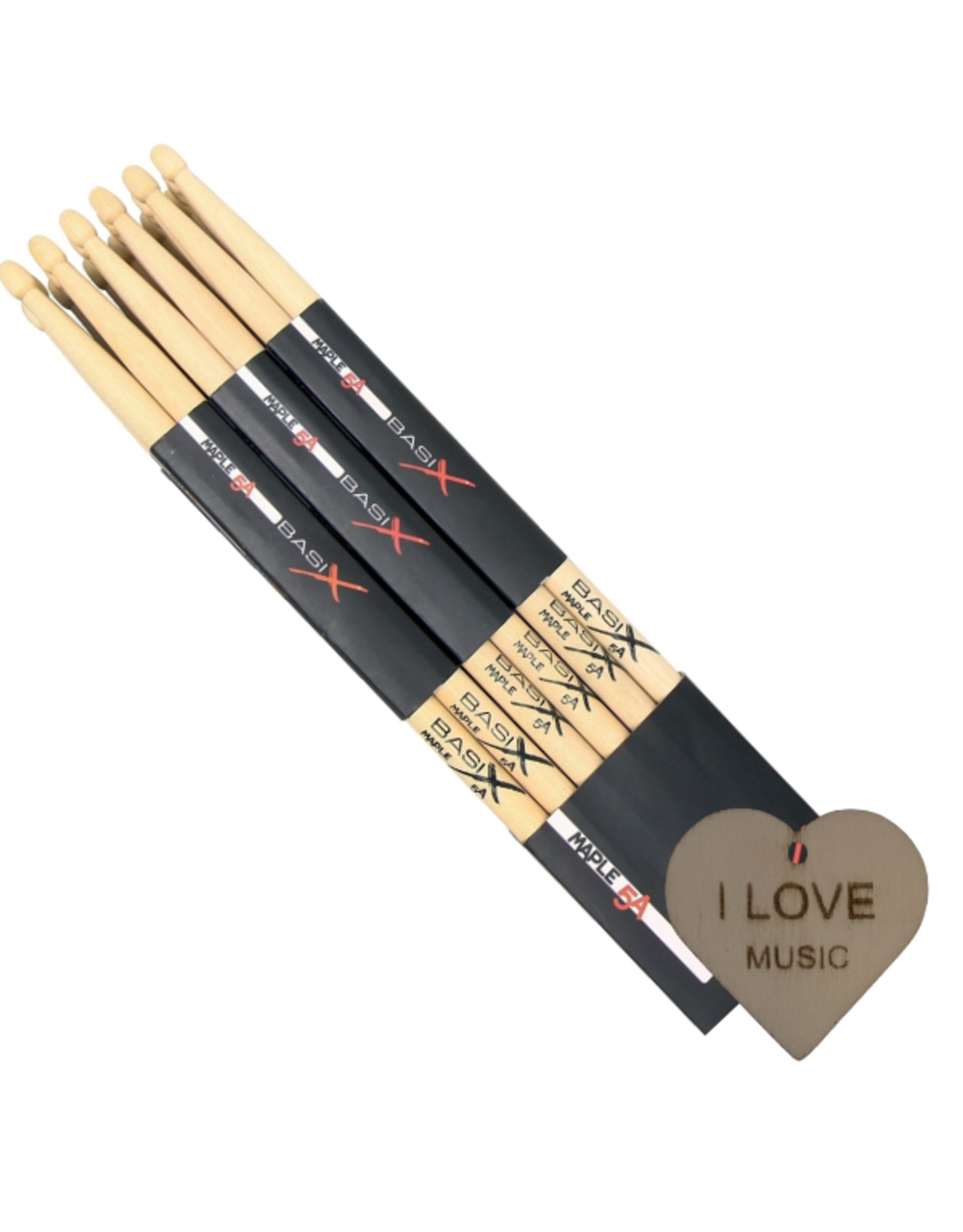 gewa  Gewa Pure 5A Drumstokken – 12 Paar Houten Drumsticks met Specter Drum Sleutelhanger | Allround Drumstokken voor Rock, Pop & Meer