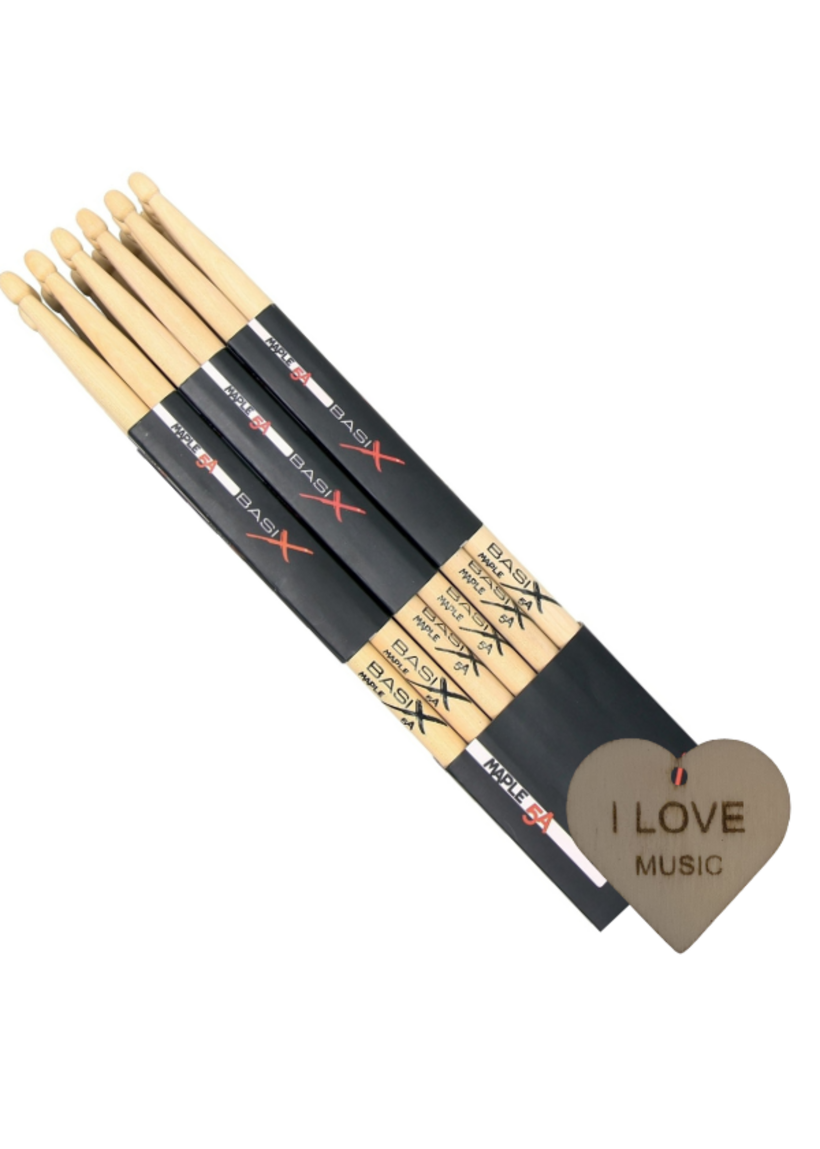 gewa  Gewa Pure 5A Drumstokken – 12 Paar Houten Drumsticks met Specter Drum Sleutelhanger | Allround Drumstokken voor Rock, Pop & Meer