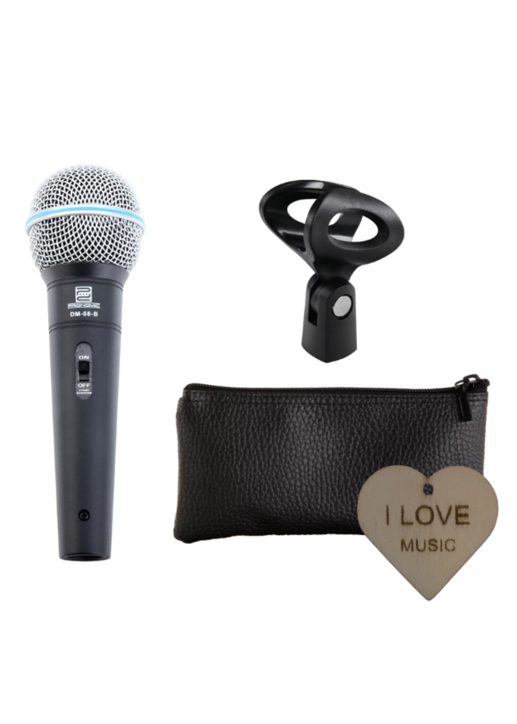 Pronomic Pronomic DM-58-B Dynamische Vocaalmicrofoon met Schakelaar + Specter Sleutelhanger