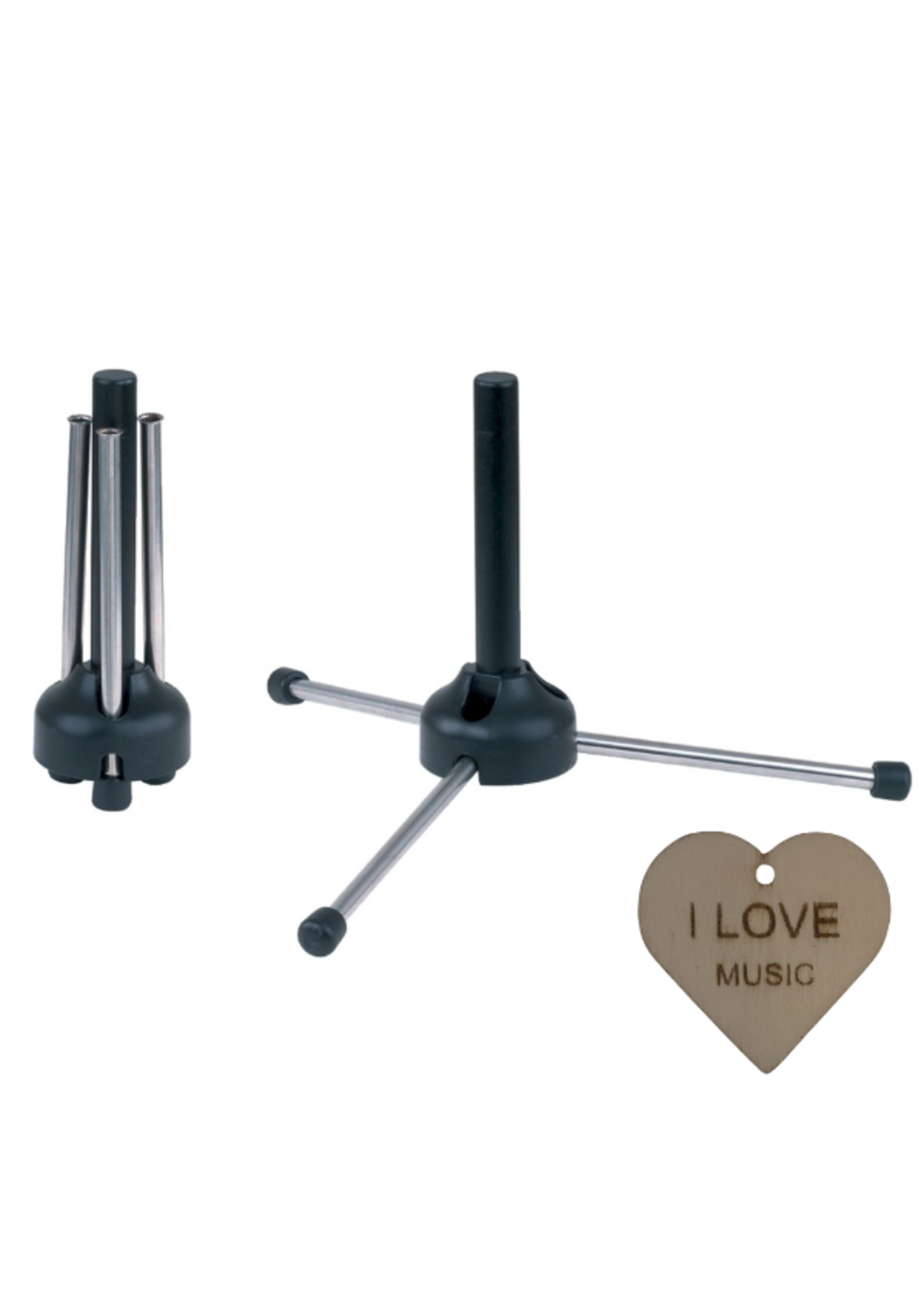 gewa Gewa dwarsfluit standaard – stabiele fluit houder zwart + Specter sleutelhanger