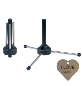 gewa Gewa dwarsfluit standaard – stabiele fluit houder zwart + Specter sleutelhanger
