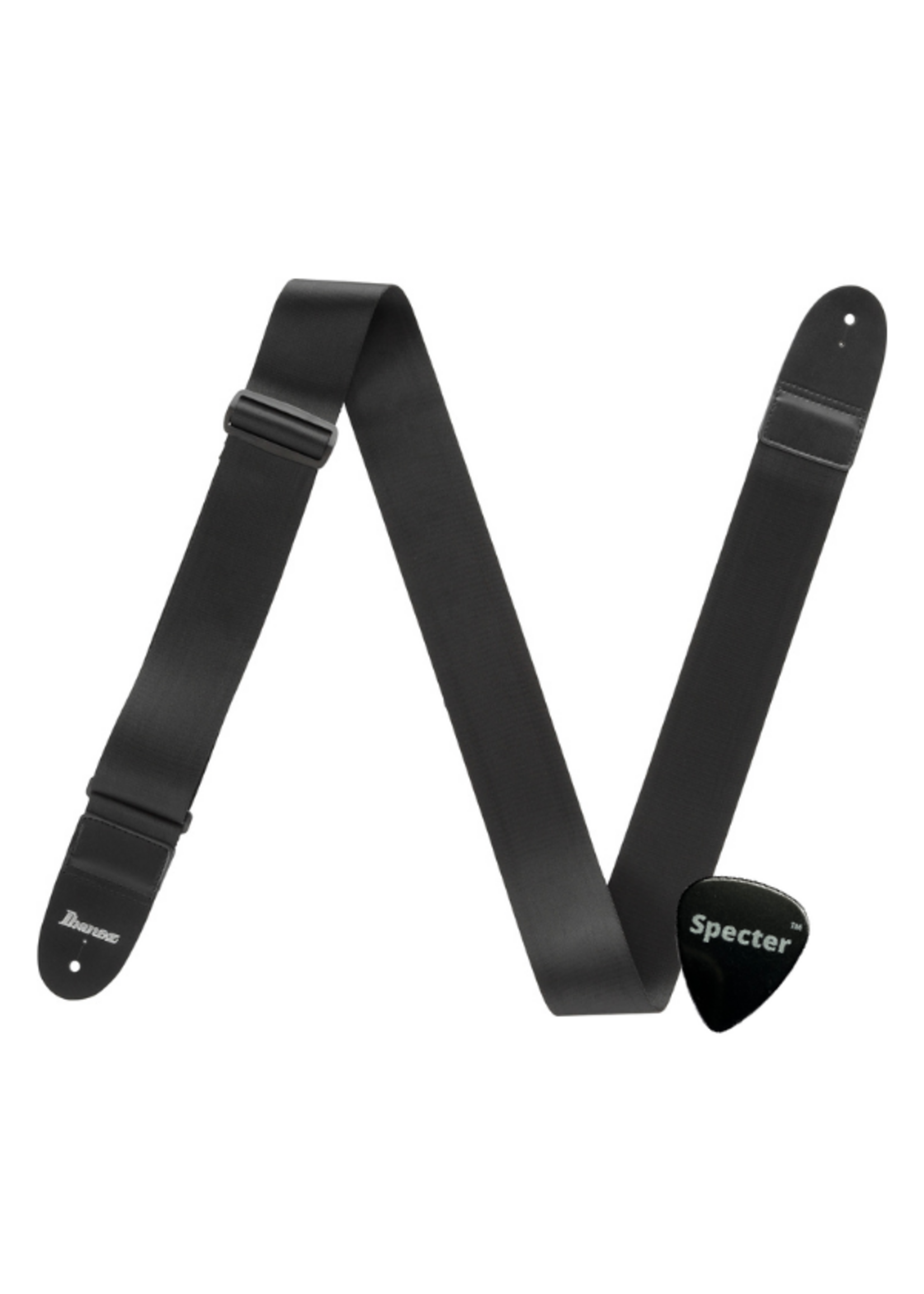 Ibanez Ibanez gitaarband – verstelbare polypropyleen strap met lederen uiteinden + Specter plectrum