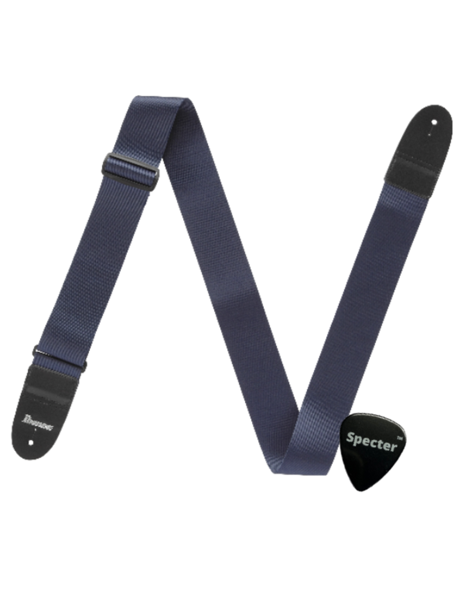 Ibanez Ibanez gitaarband – verstelbare polypropyleen strap met lederen uiteinden + Specter plectrum