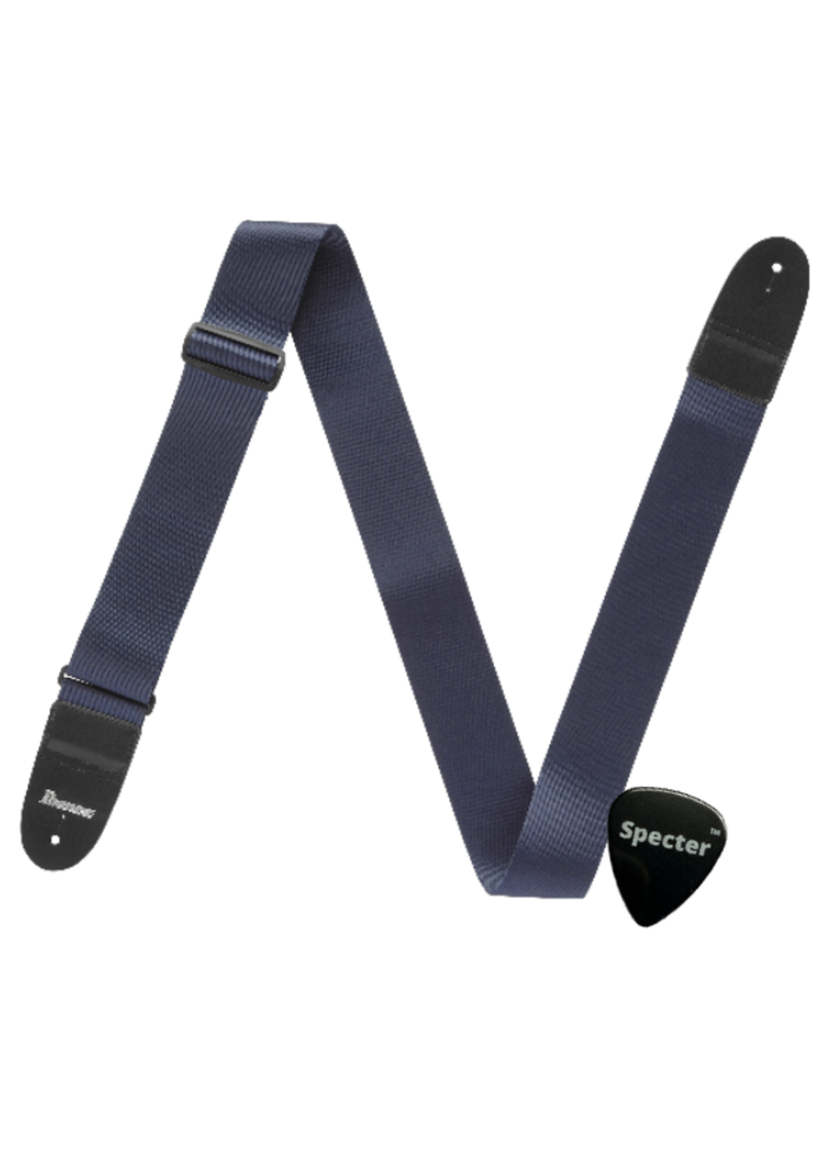 Ibanez Ibanez gitaarband – verstelbare polypropyleen strap met lederen uiteinden + Specter plectrum