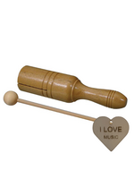 Specter Specter buisvormige woodblock – houten I-model met klopper en sleutelhanger