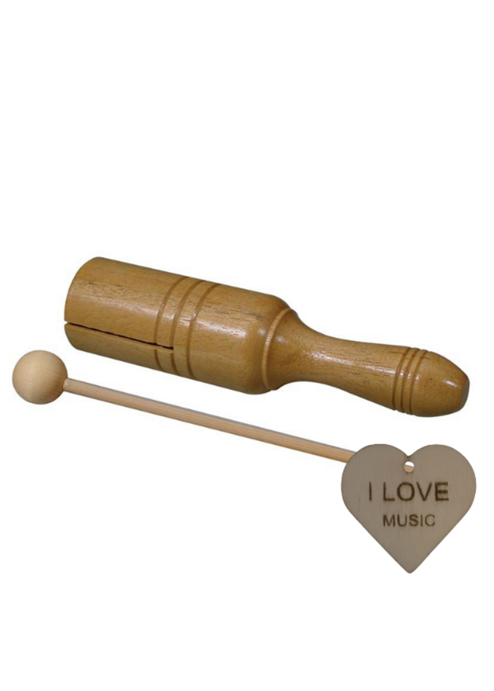 Specter Specter buisvormige woodblock – houten I-model met klopper en sleutelhanger