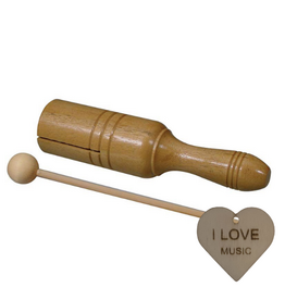 Specter Specter buisvormige woodblock – houten I-model met klopper en sleutelhanger