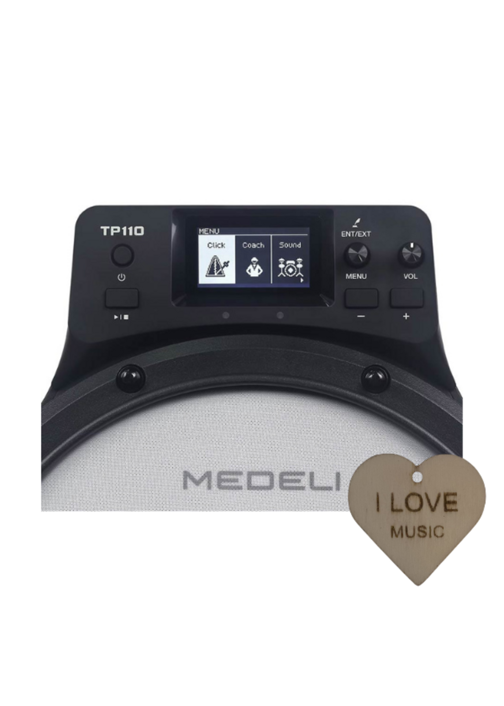 Medeli Medeli digitale drum coach – portable 10" mesh practice pad met Bluetooth en Specter sleutelhanger