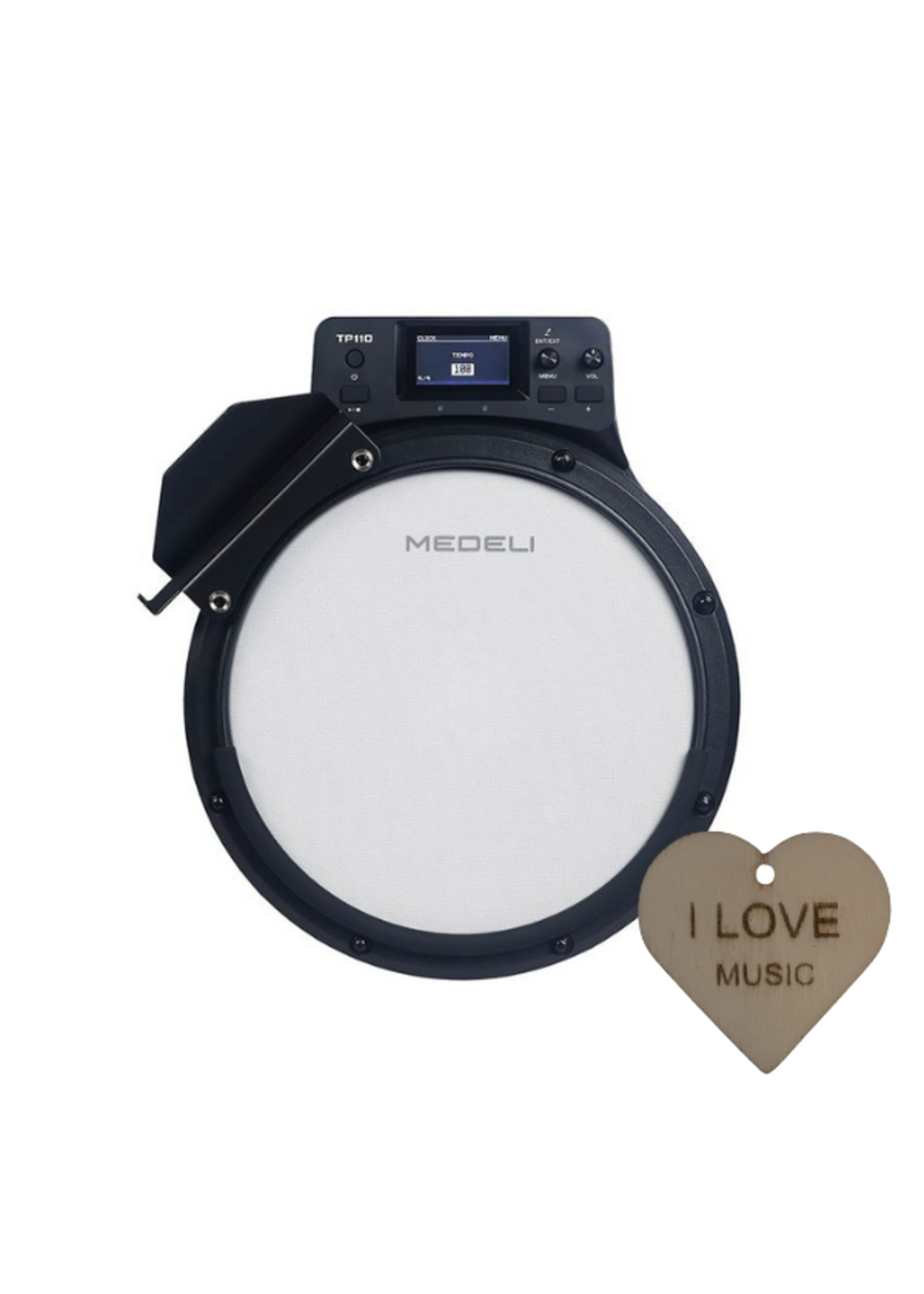 Medeli Medeli digitale drum coach – portable 10" mesh practice pad met Bluetooth en Specter sleutelhanger