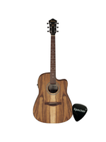 Ibanez Ibanez V40WSCE-OPB elektrisch-akoestische dreadnought gitaar wit Siris met Specter sleutelhanger