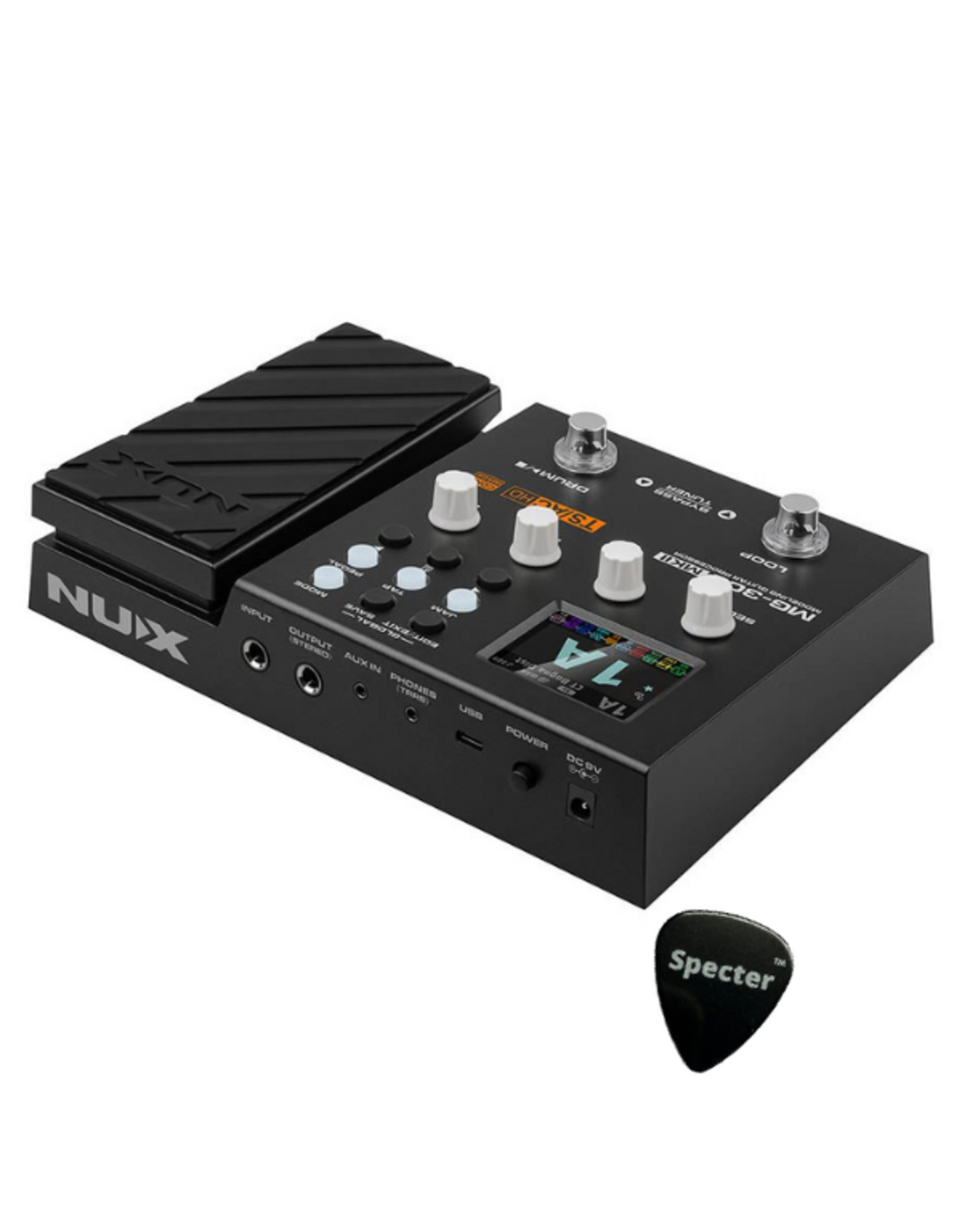 NUX NUX MG-300 MKII digitaal multi-effectpedaal met versterker modeling, cab simulatie en Specter plectrum