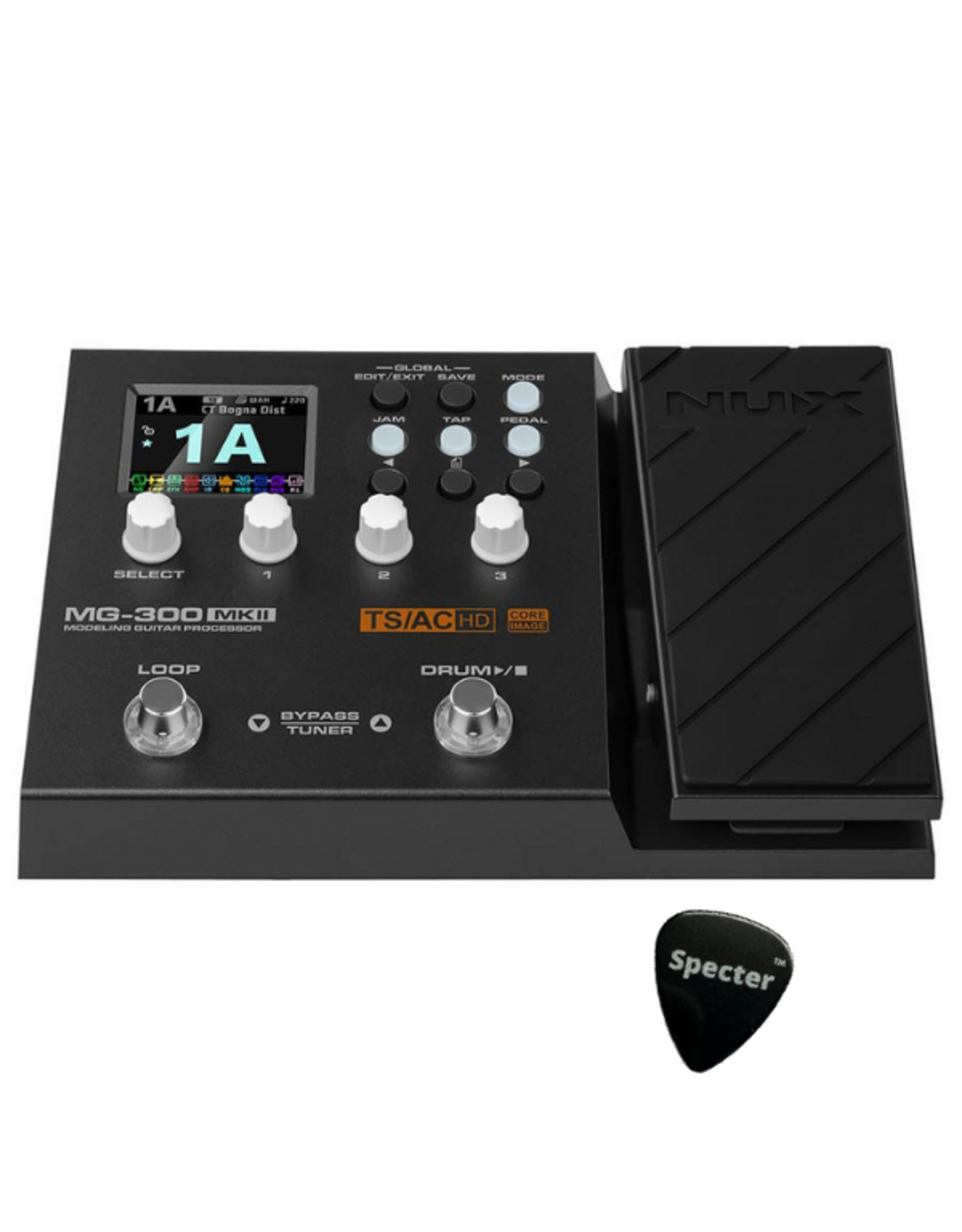 NUX NUX MG-300 MKII digitaal multi-effectpedaal met versterker modeling, cab simulatie en Specter plectrum