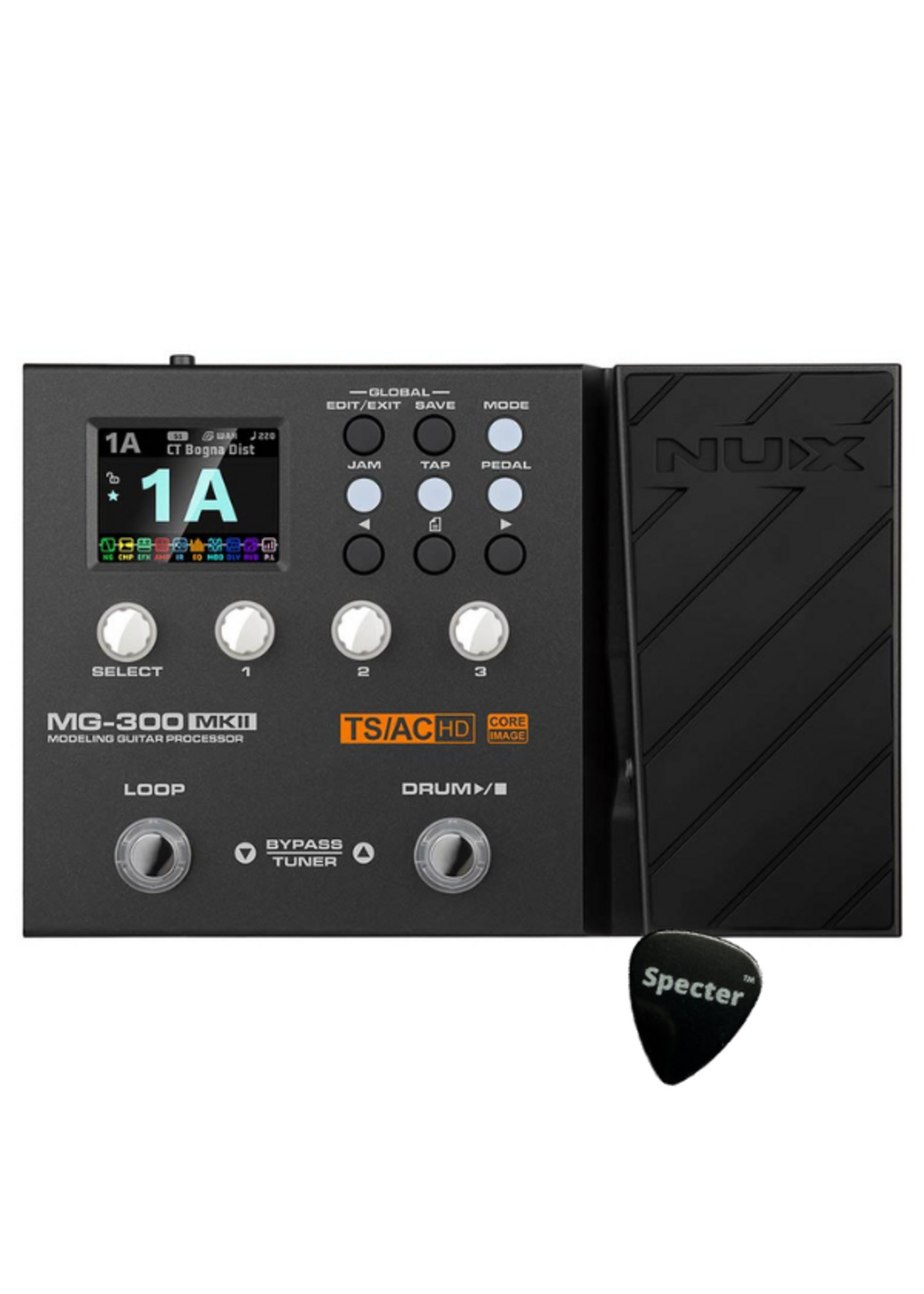 NUX NUX MG-300 MKII digitaal multi-effectpedaal met versterker modeling, cab simulatie en Specter plectrum