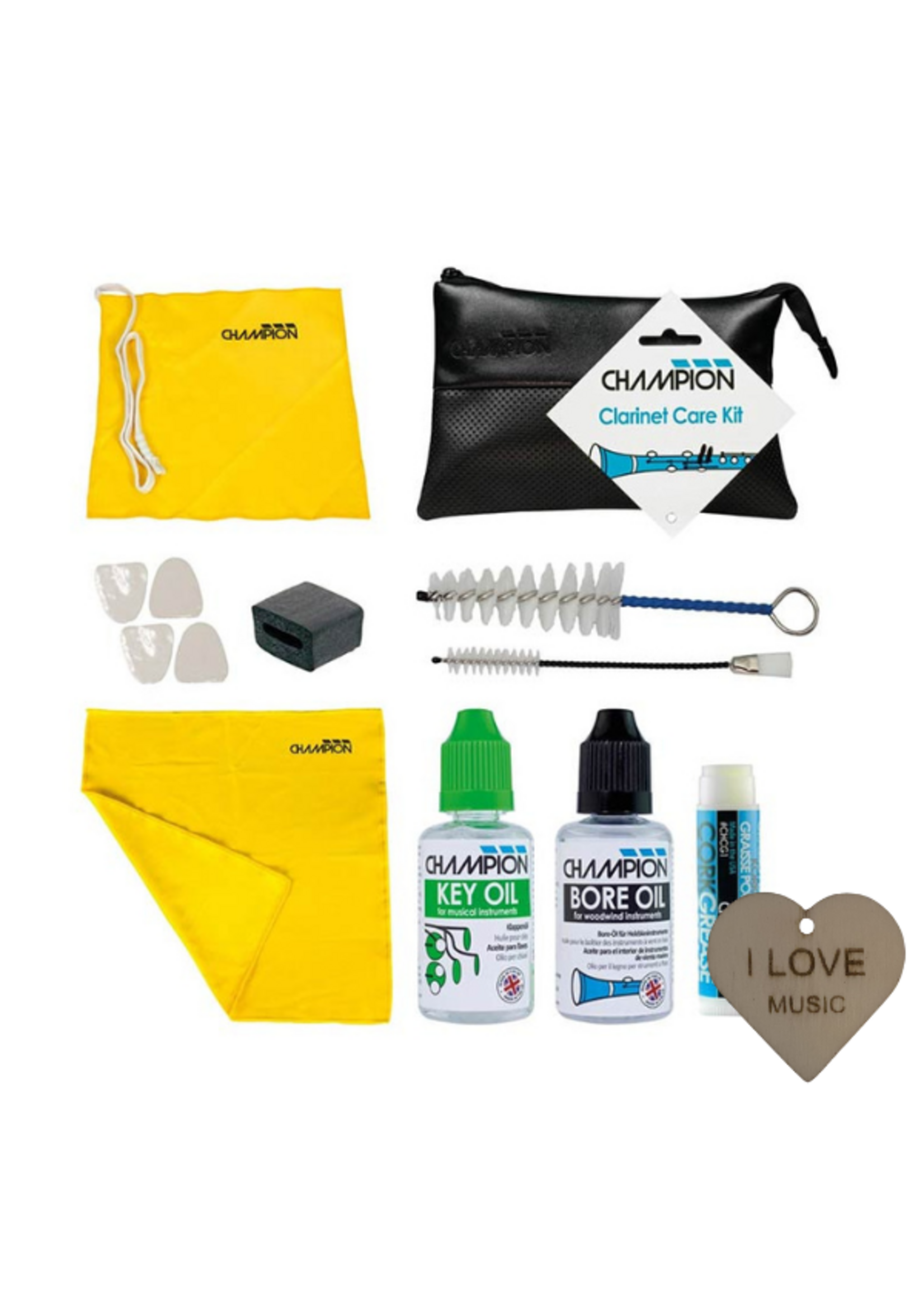 Specter Champion 9-delige klarinet onderhoudsset met etui en Specter sleutelhanger