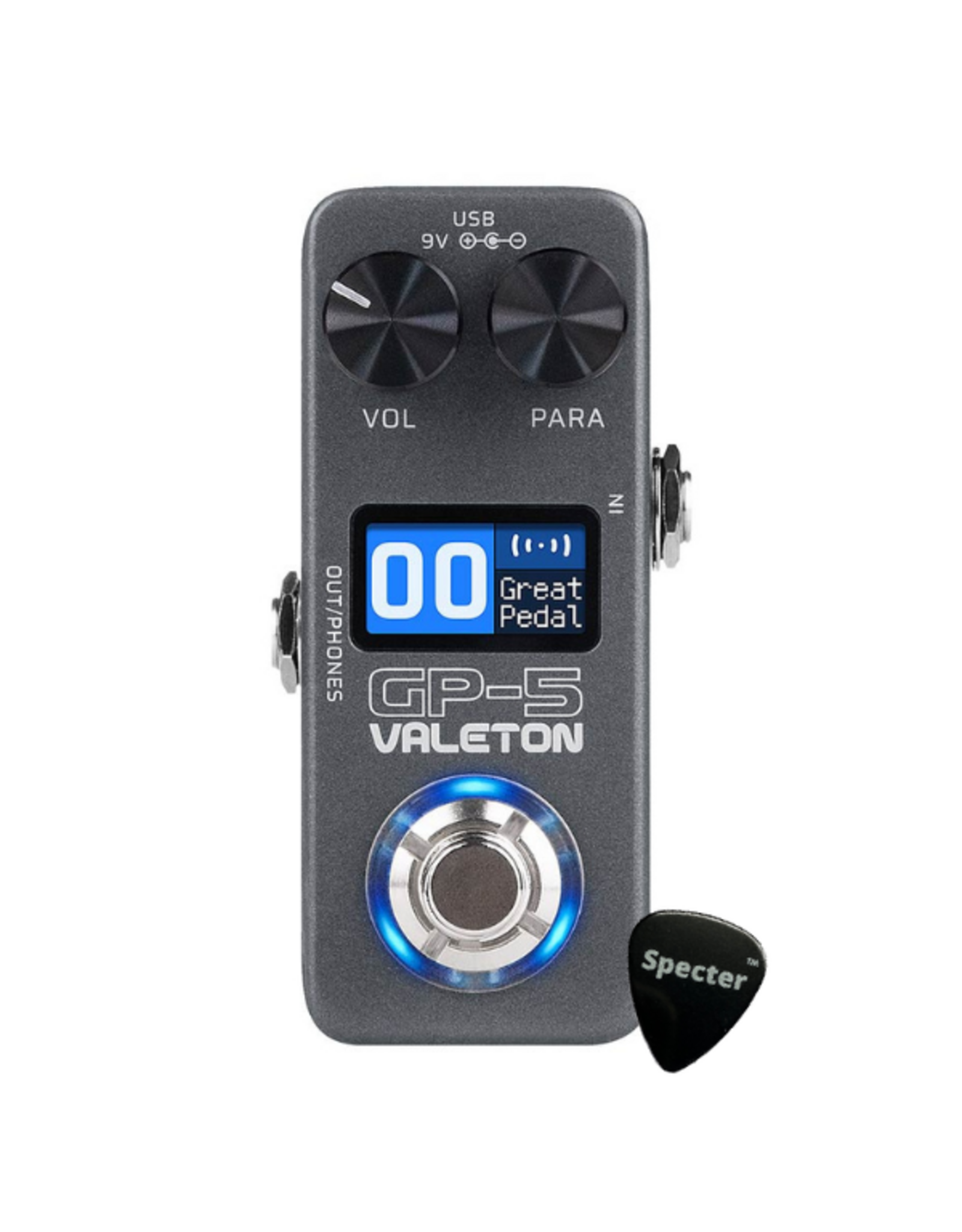 Valeton Valeton GP-5 compact multi-effectpedaal met SnapTone, IR loader en Specter plectrum