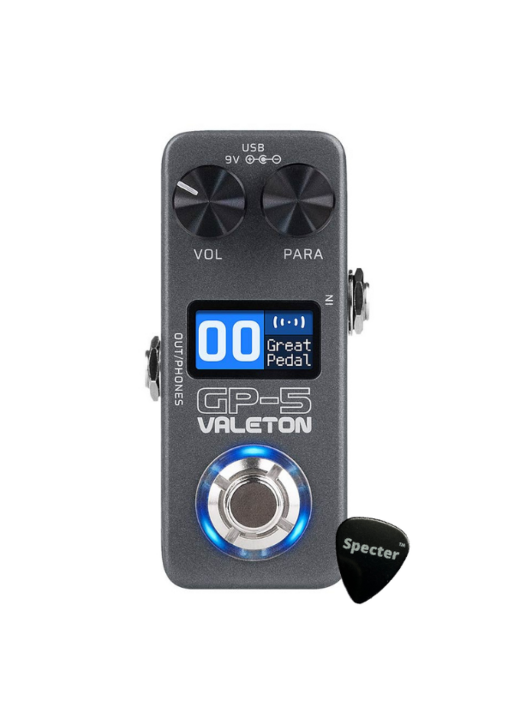 Valeton Valeton GP-5 compact multi-effectpedaal met SnapTone, IR loader en Specter plectrum