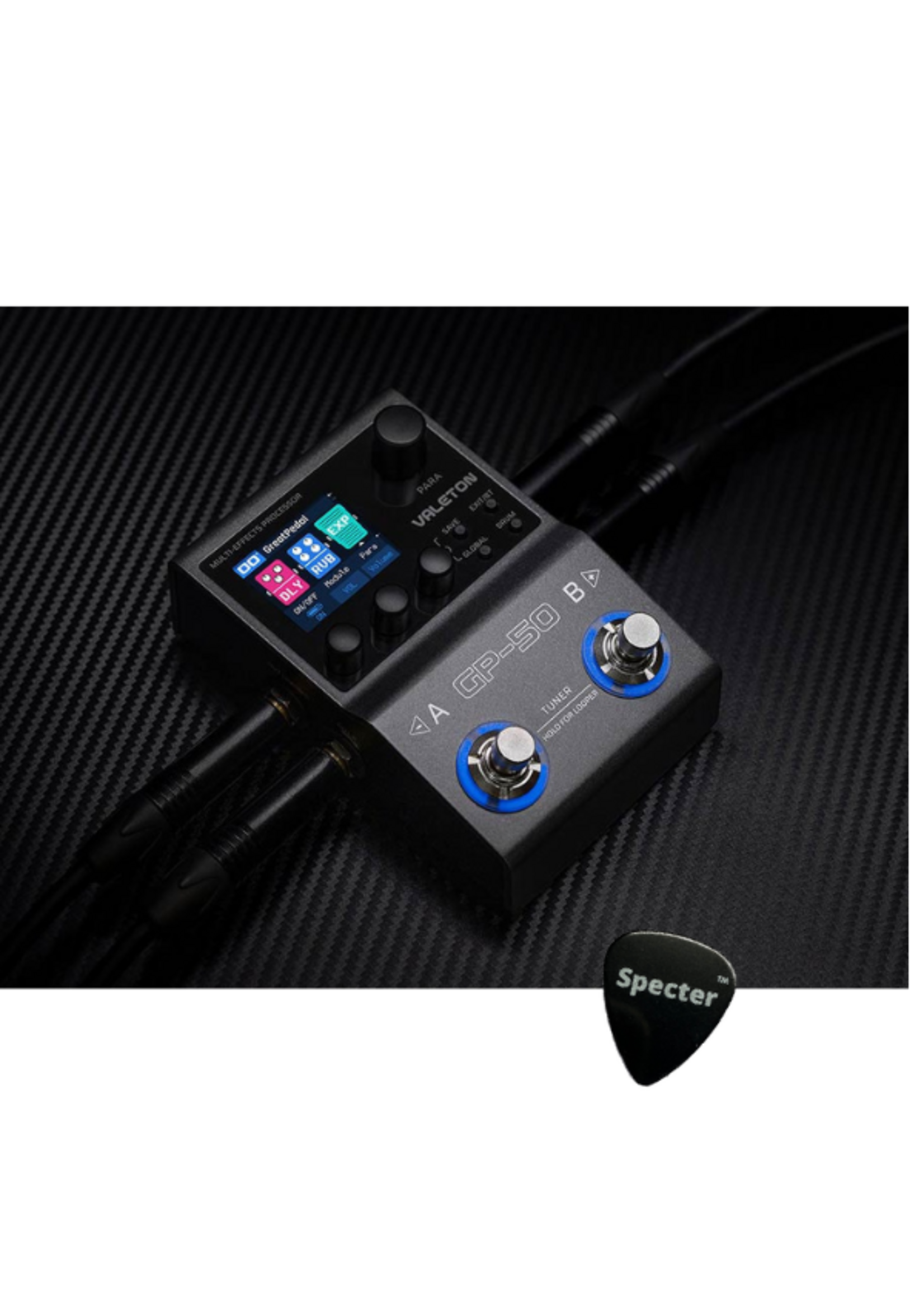 Valeton Valeton GP-50 Multi-Effects Processor – NAM & IR Loader – Bluetooth & USB Audio – Met Specter Plectrum