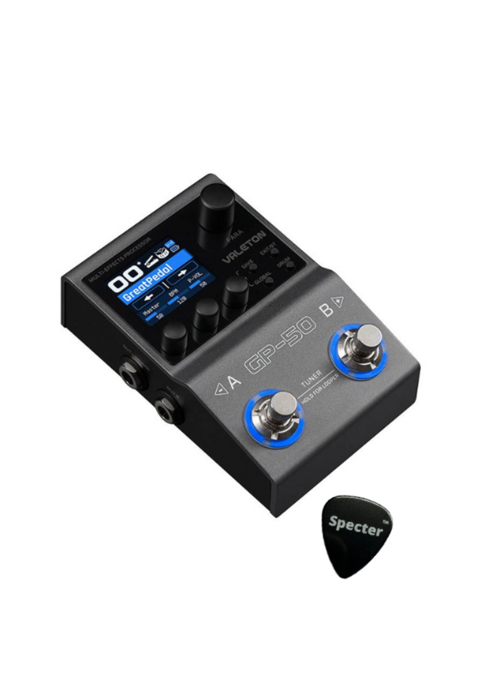 Valeton Valeton GP-50 Multi-Effects Processor – NAM & IR Loader – Bluetooth & USB Audio – Met Specter Plectrum