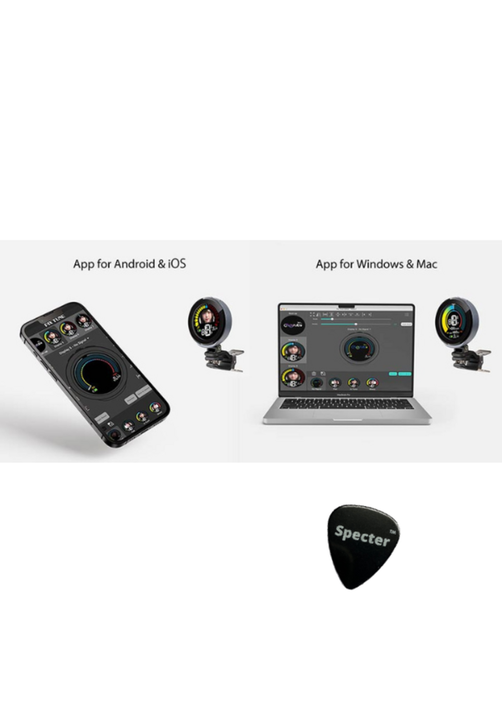 Cherub Cherub WST-915Li clip tuner oplaadbaar met display + Specter plectrum