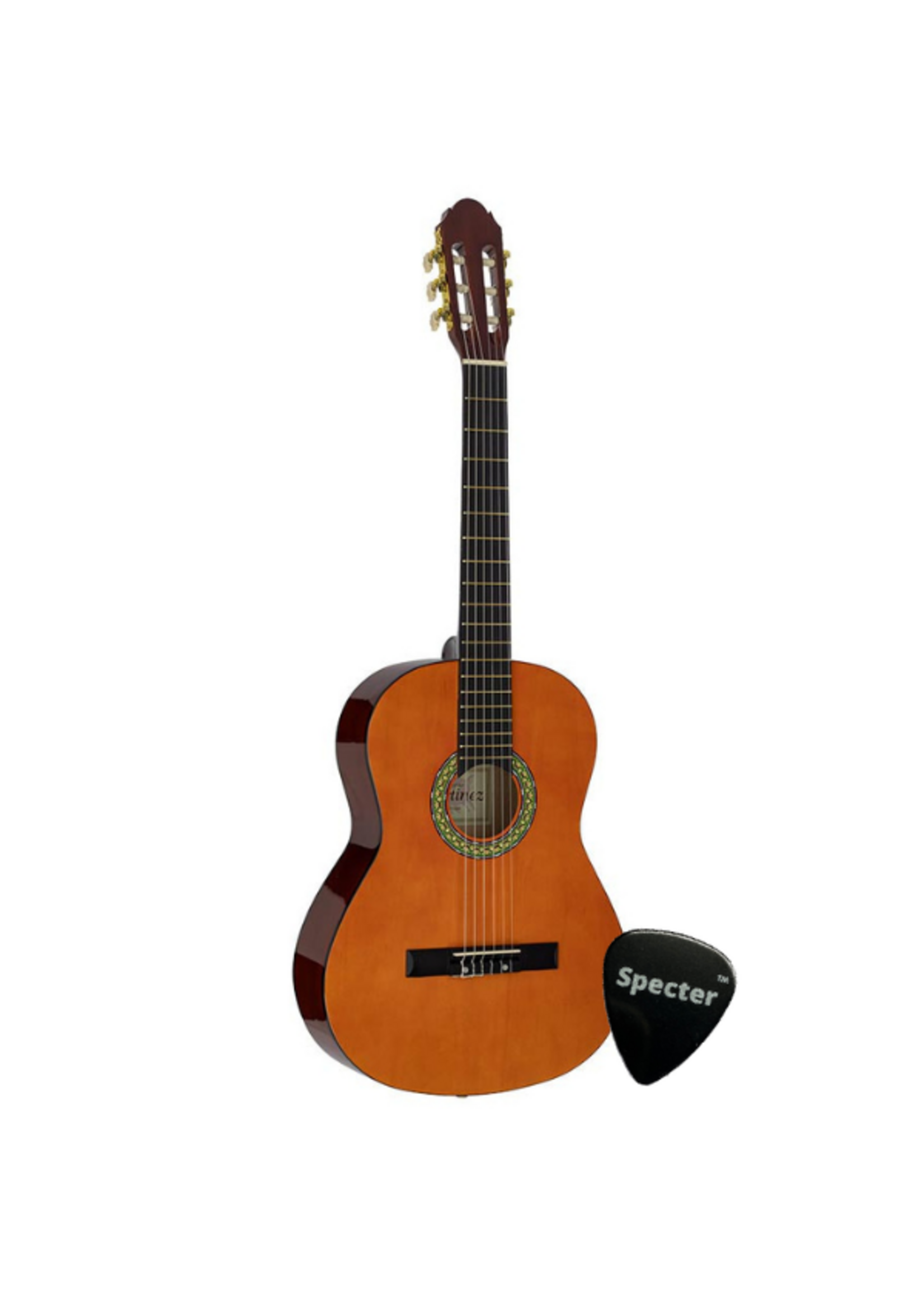 specter Antonio Martinez Klassieke Gitaar 4/4 Full Size Naturel met Specter Plectrum