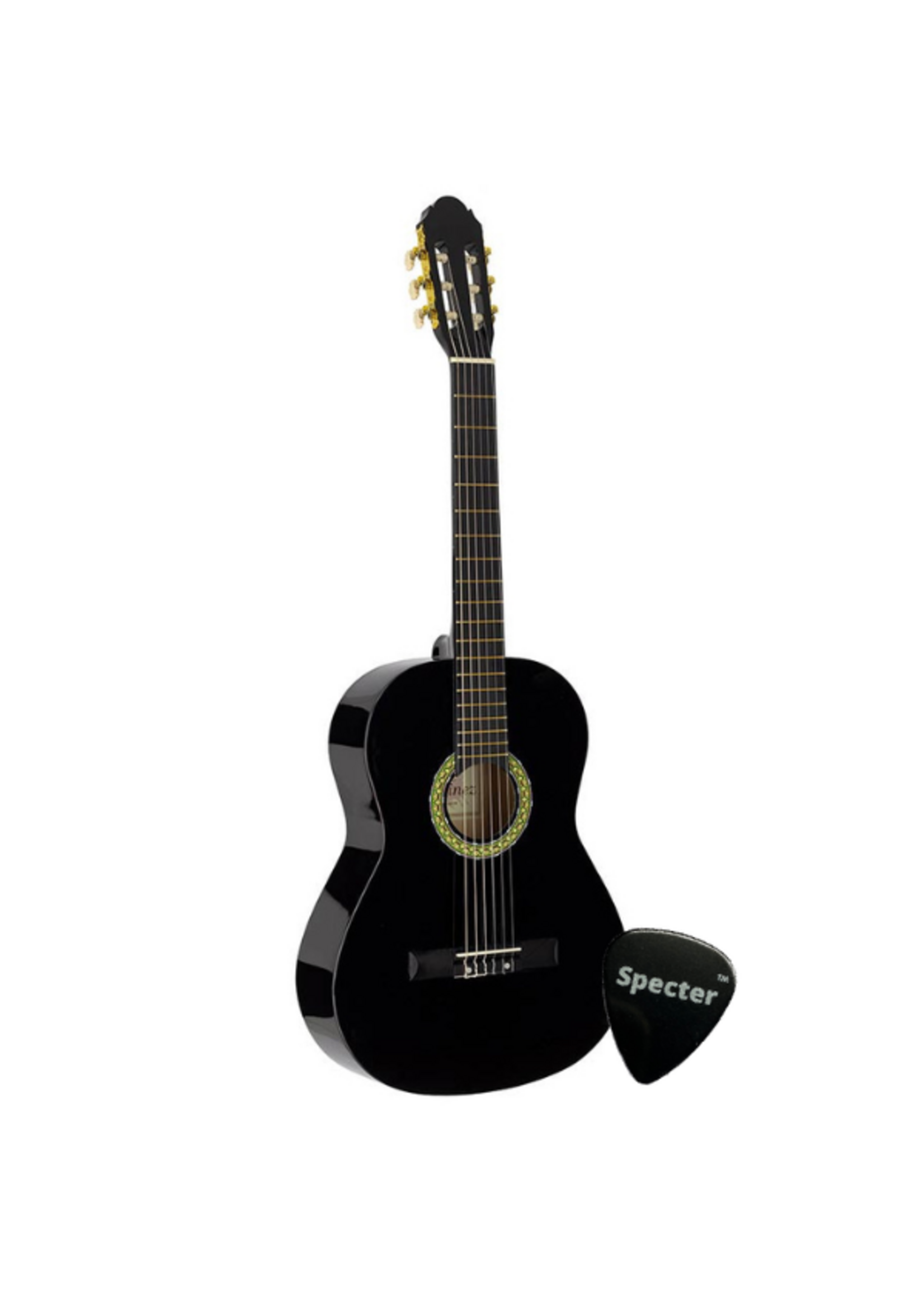 specter Antonio Martinez Klassieke Gitaar 3/4 Size Black met Specter Plectrum 