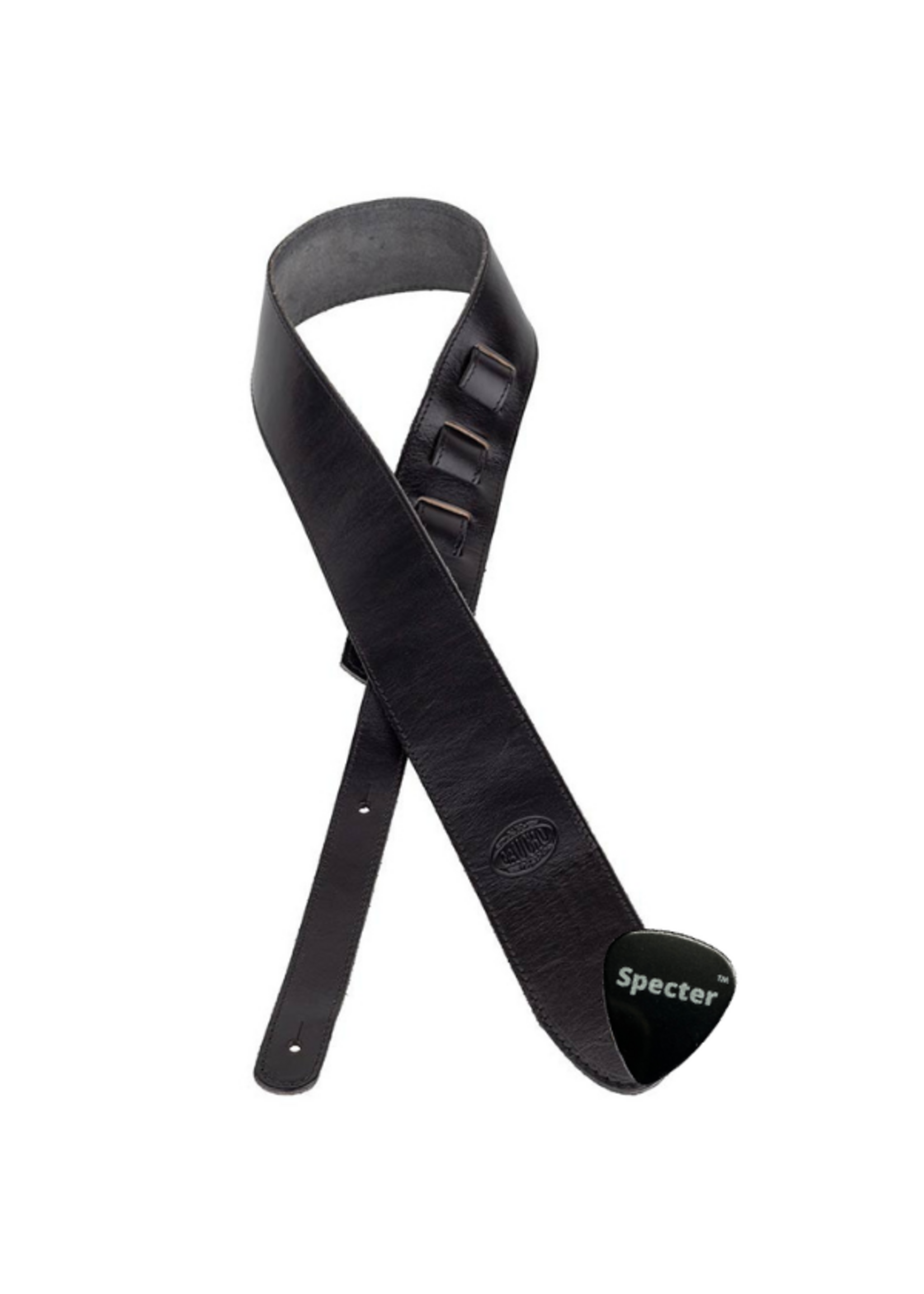 Gaucho Gaucho GST-941 Gitaarband – Europees rundleer – 6 cm – Zwart – incl. Specter plectrum