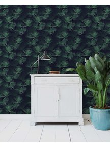 Palm Leaves Dark Green Wallpaper