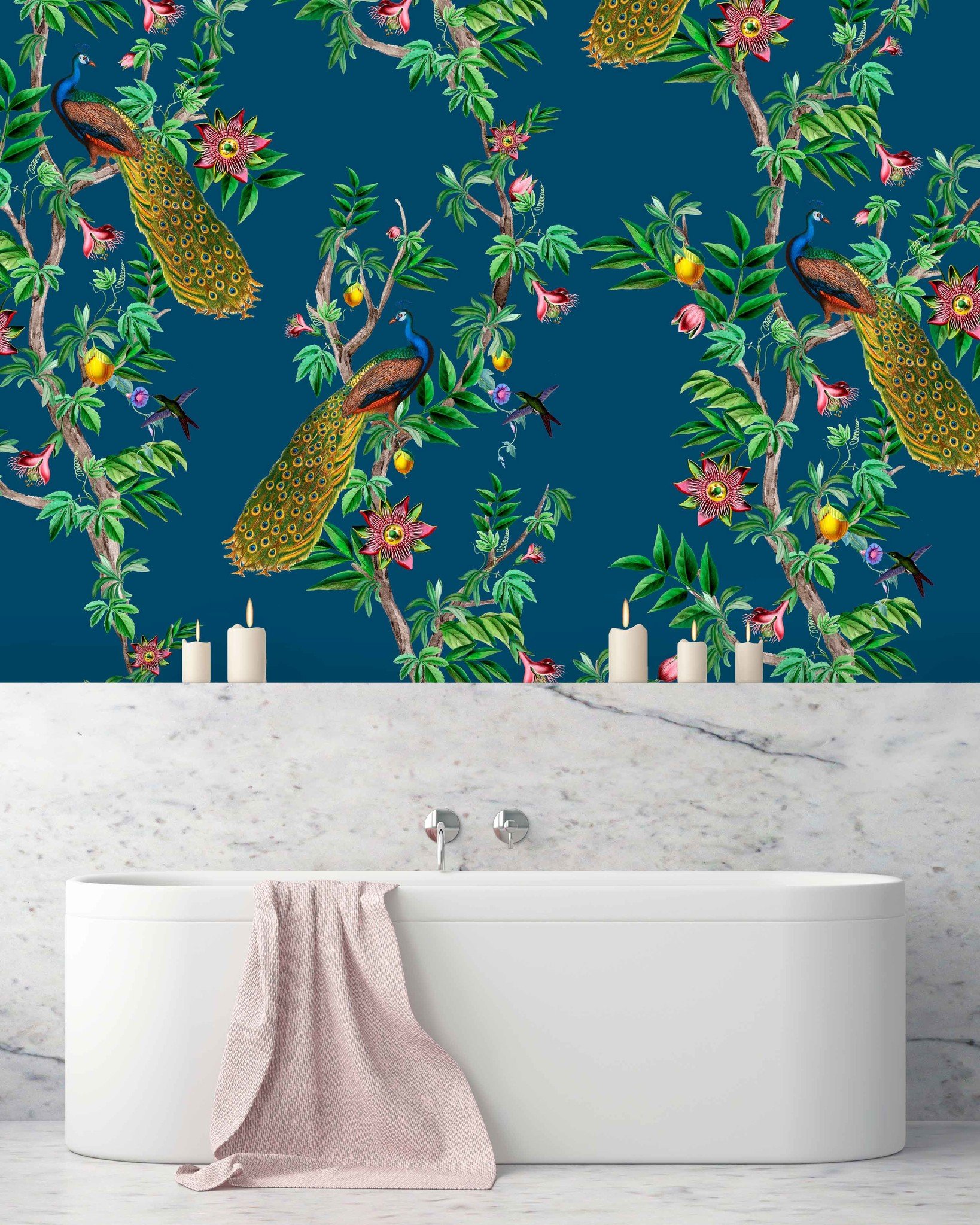 Passion Peacock Bathroom Wallpaper - Creative Lab Amsterdam