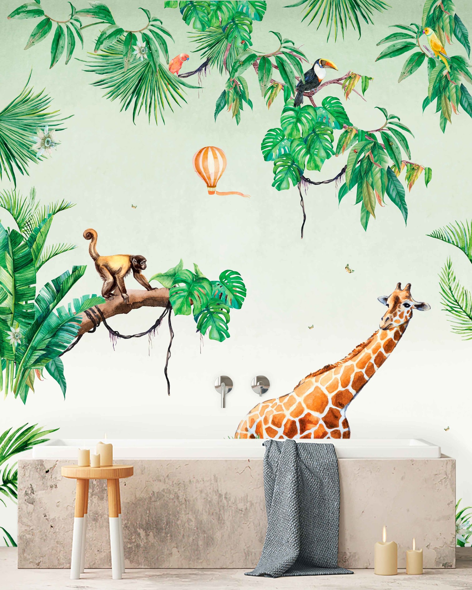 Monkey Jungle Bathroom Wallpaper setting Creative Lab Amsterdam